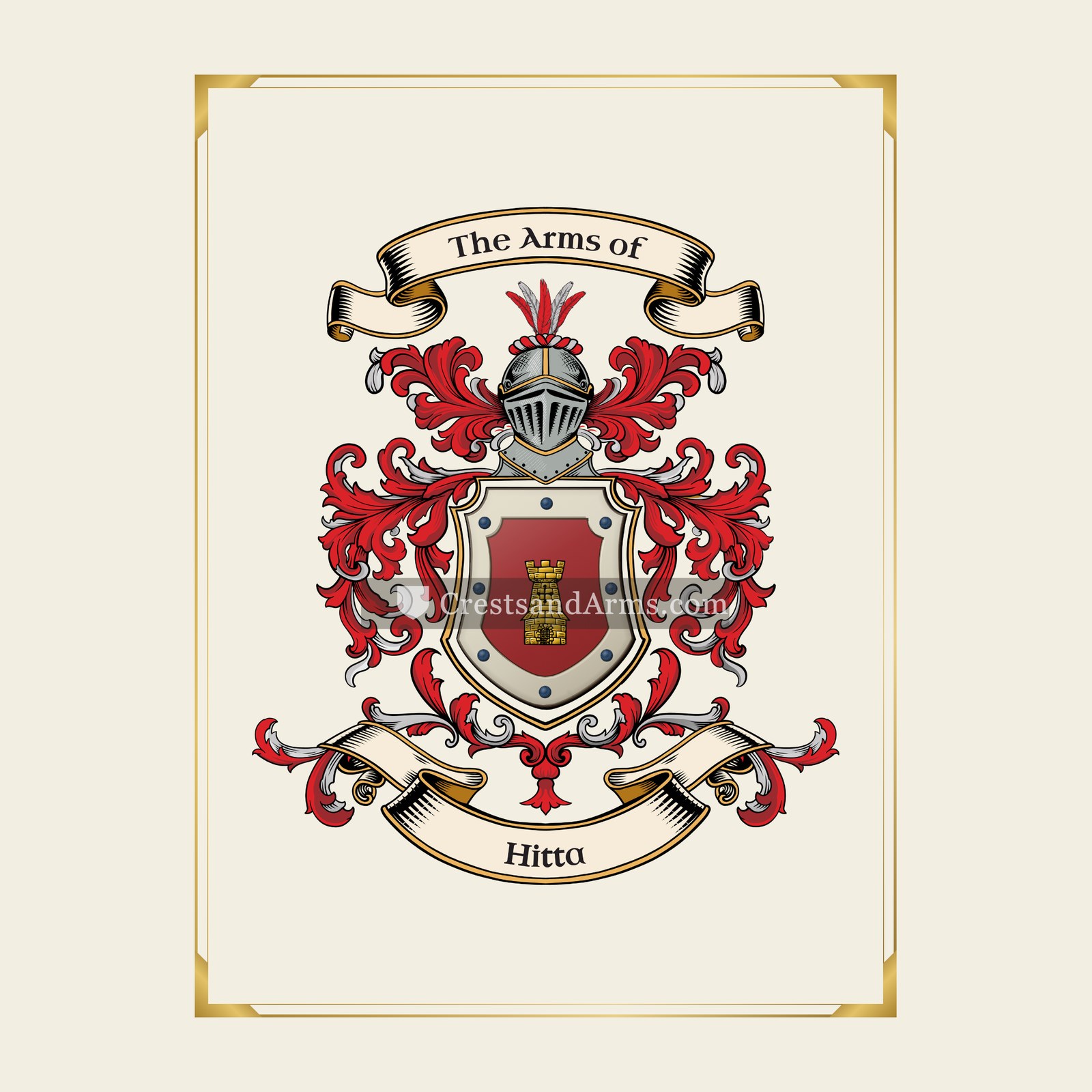 With gold border