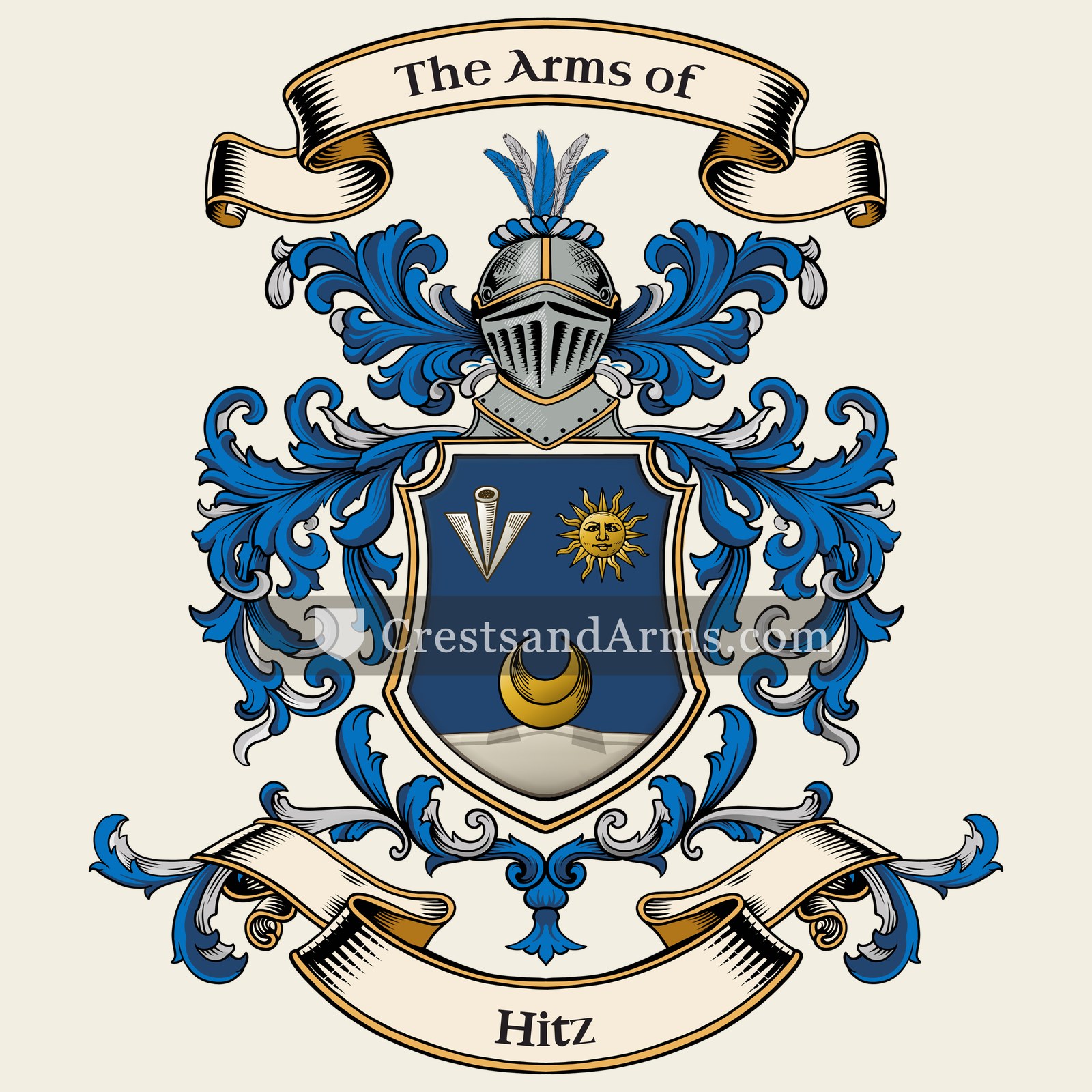 The Hitz coat of arms, drawn from the recorded blazon
