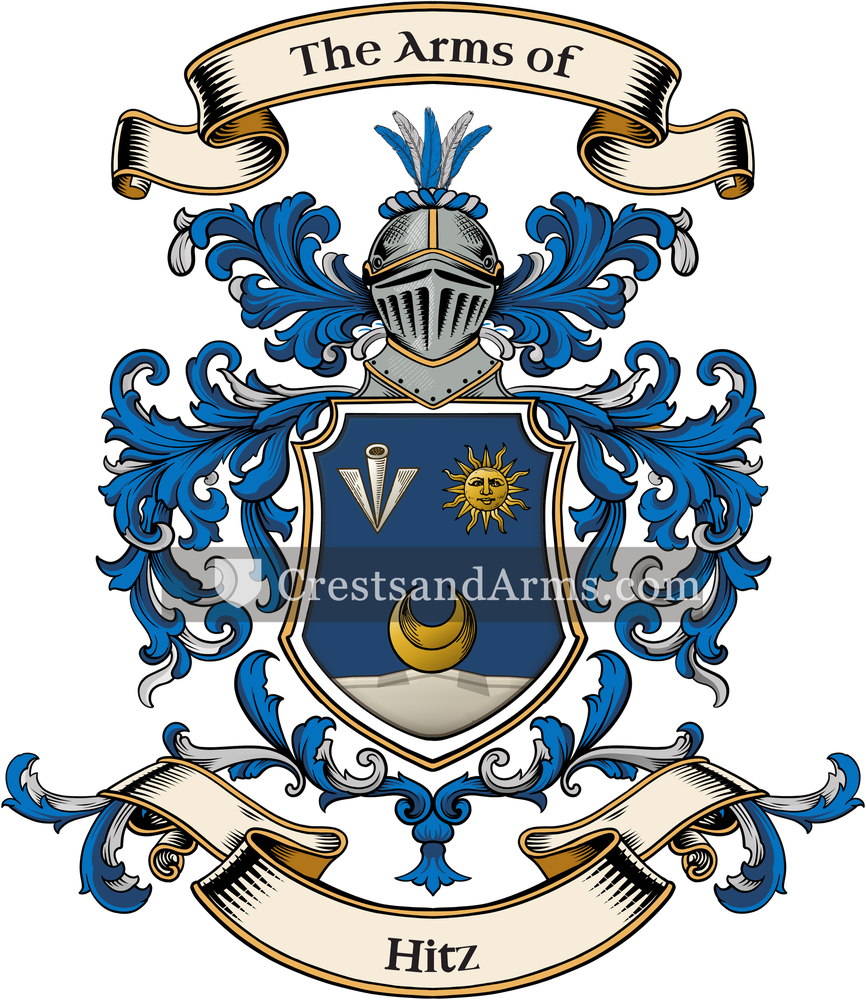 The Hitz coat of arms, drawn from the recorded blazon