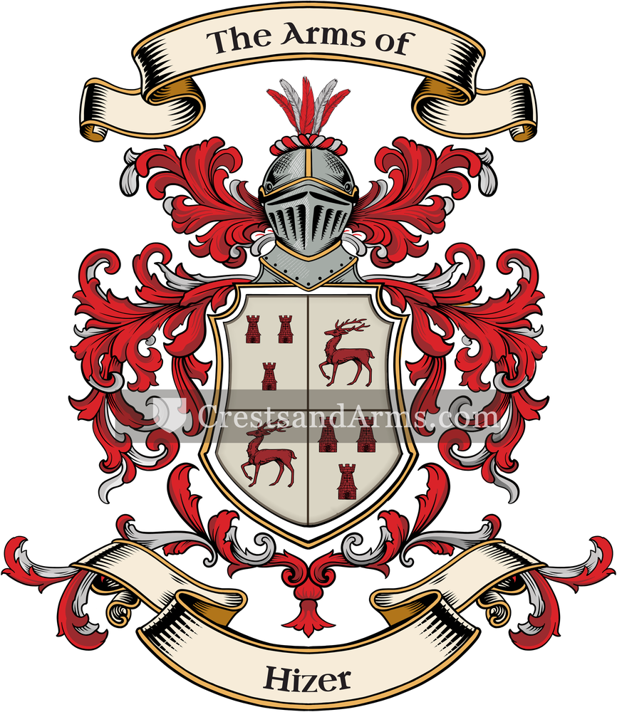 The Hizer coat of arms, drawn from the recorded blazon