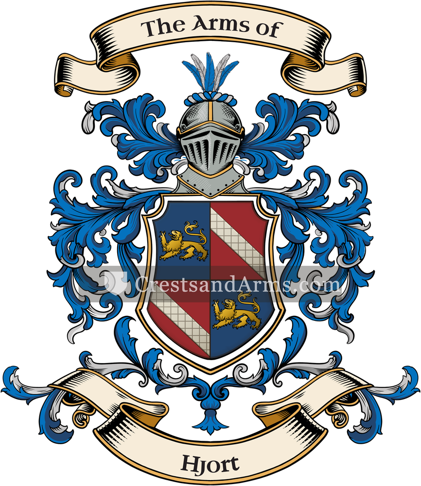 The Hjort coat of arms, drawn from the recorded blazon