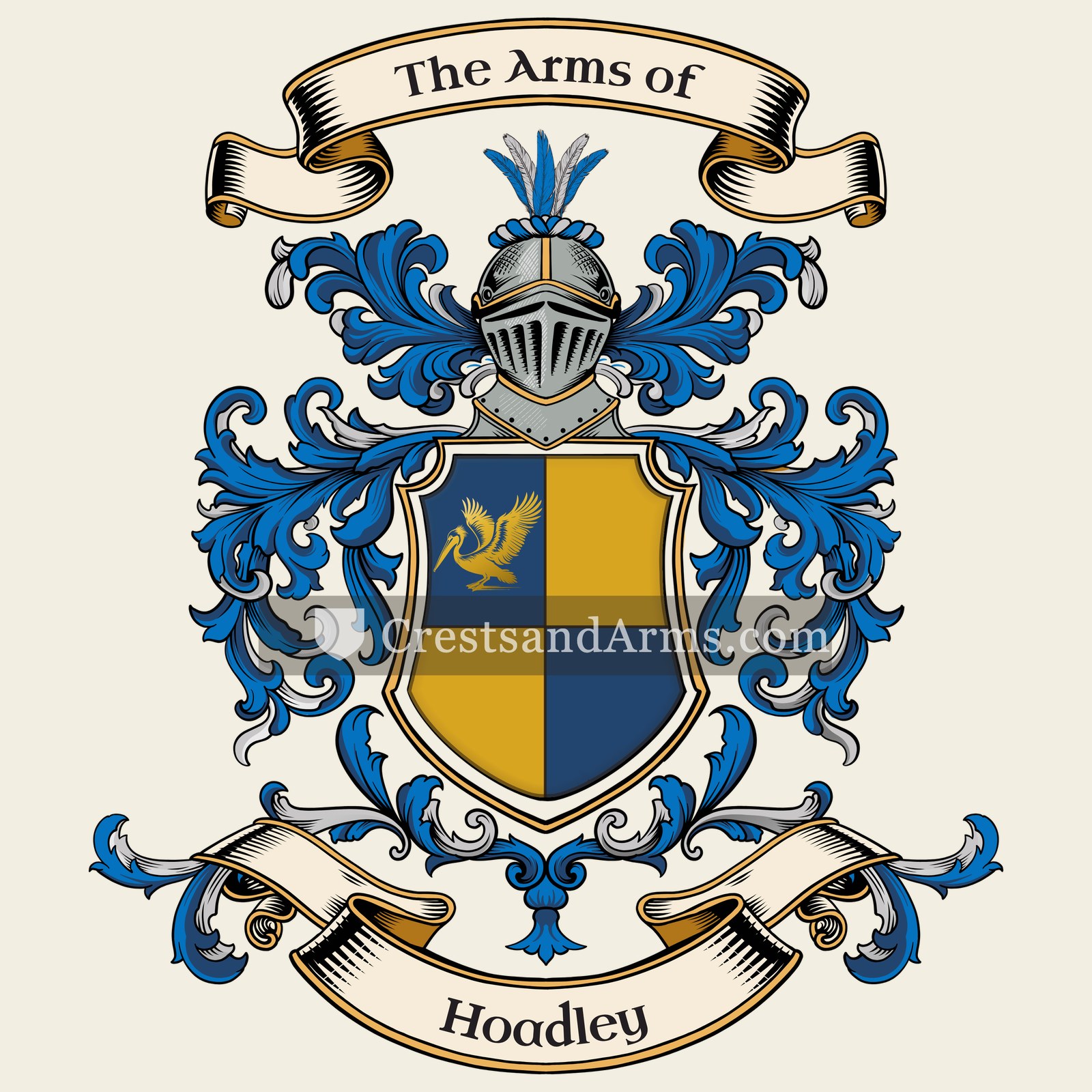 The Hoadley coat of arms, drawn from the recorded blazon