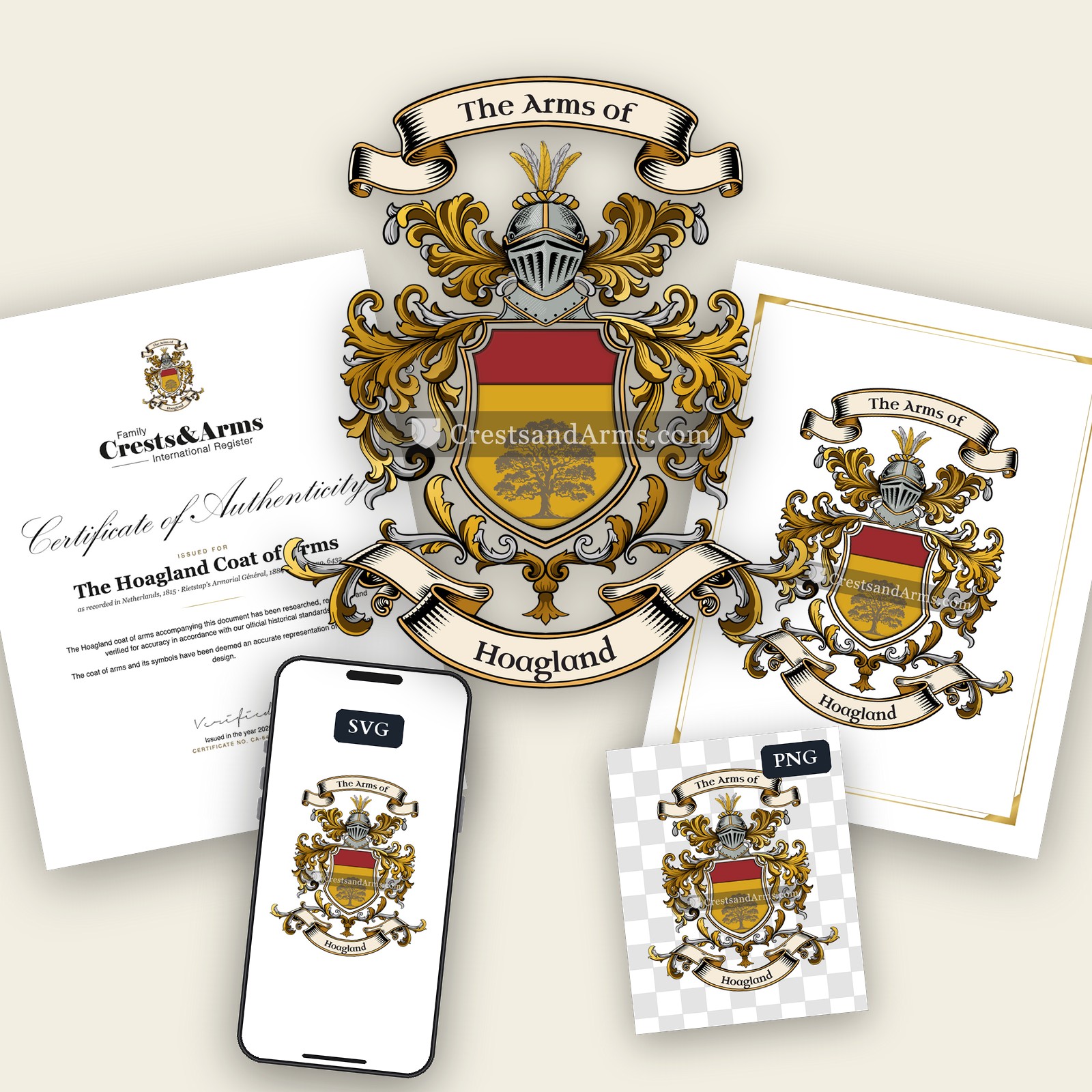 The Hoagland arms on the coat of arms — digital pack