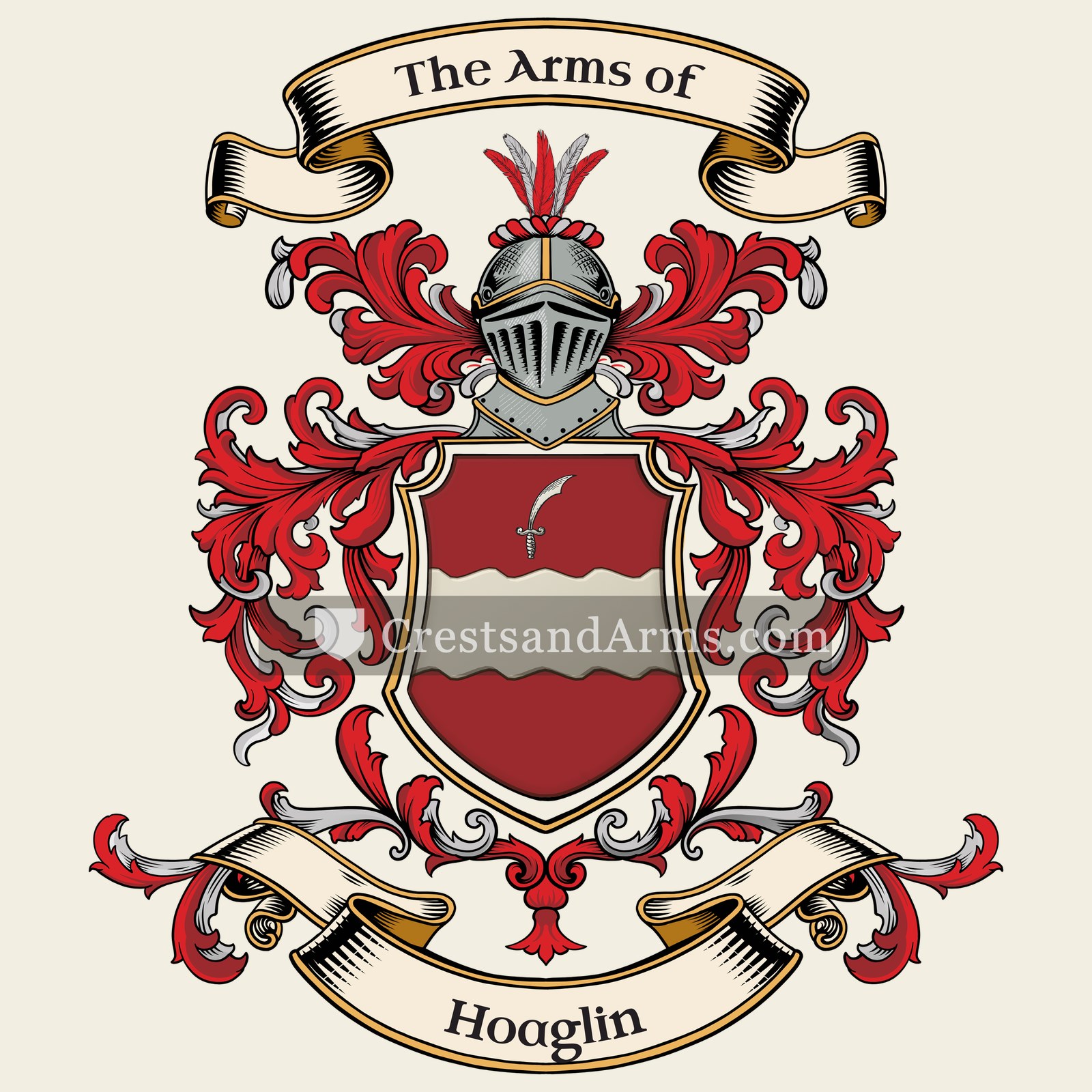 The Hoaglin coat of arms, drawn from the recorded blazon
