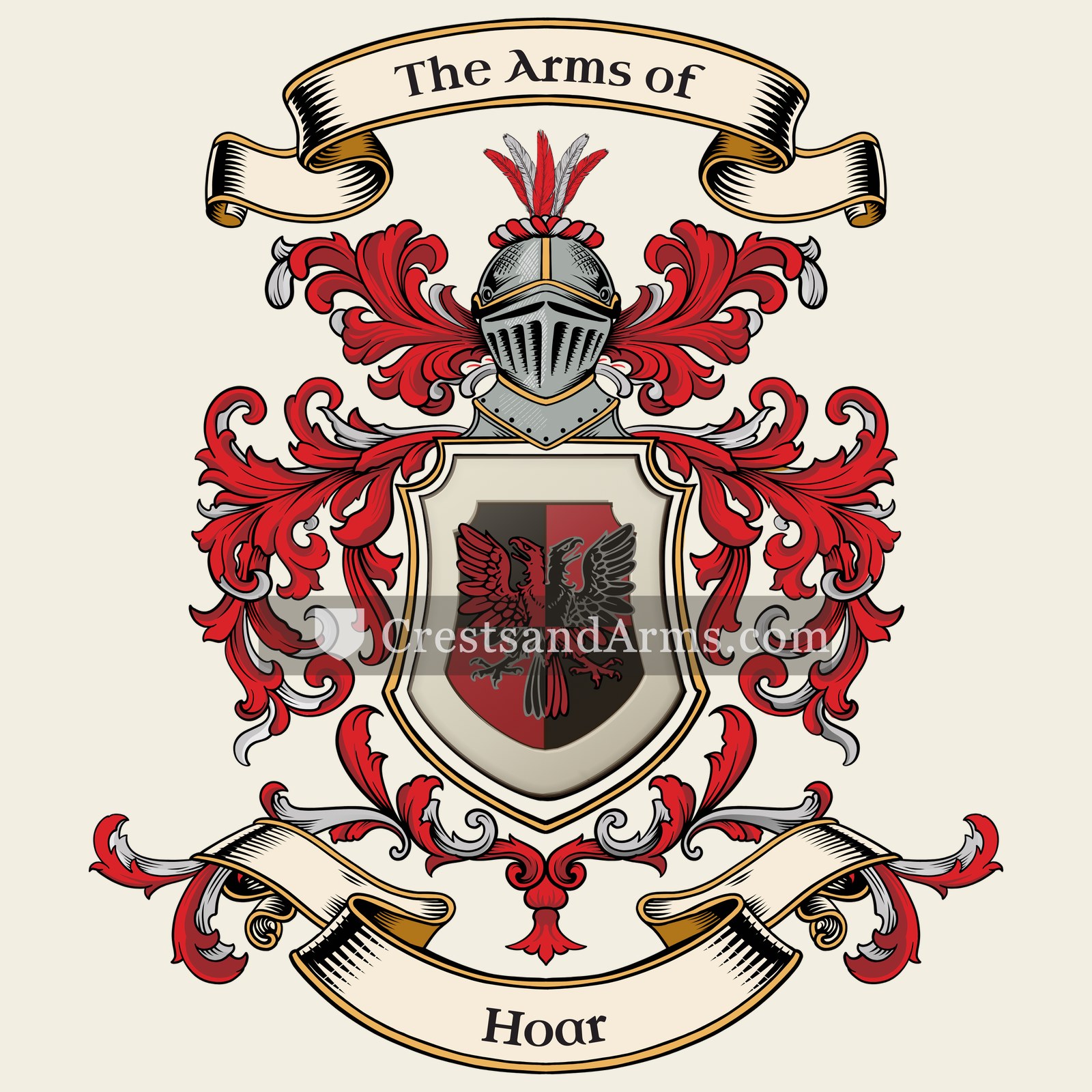 The Hoar coat of arms, drawn from the recorded blazon