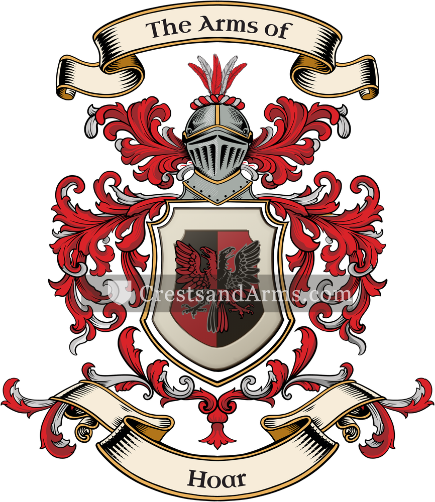 The Hoar coat of arms, drawn from the recorded blazon