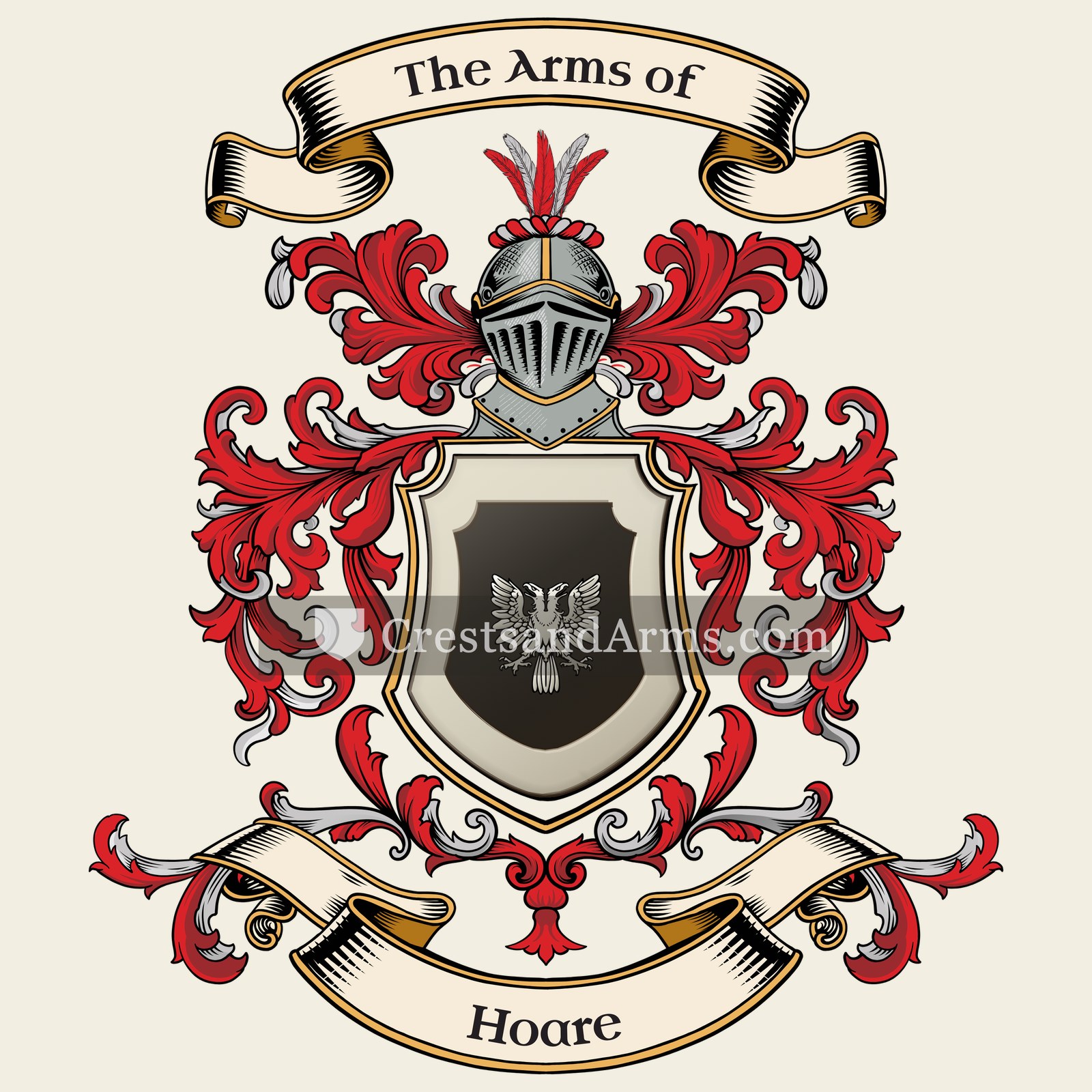 The Hoare coat of arms, drawn from the recorded blazon