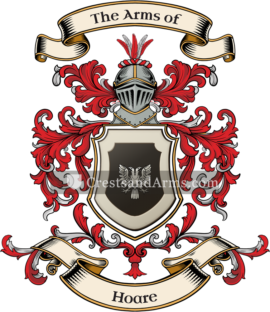 The Hoare coat of arms, drawn from the recorded blazon