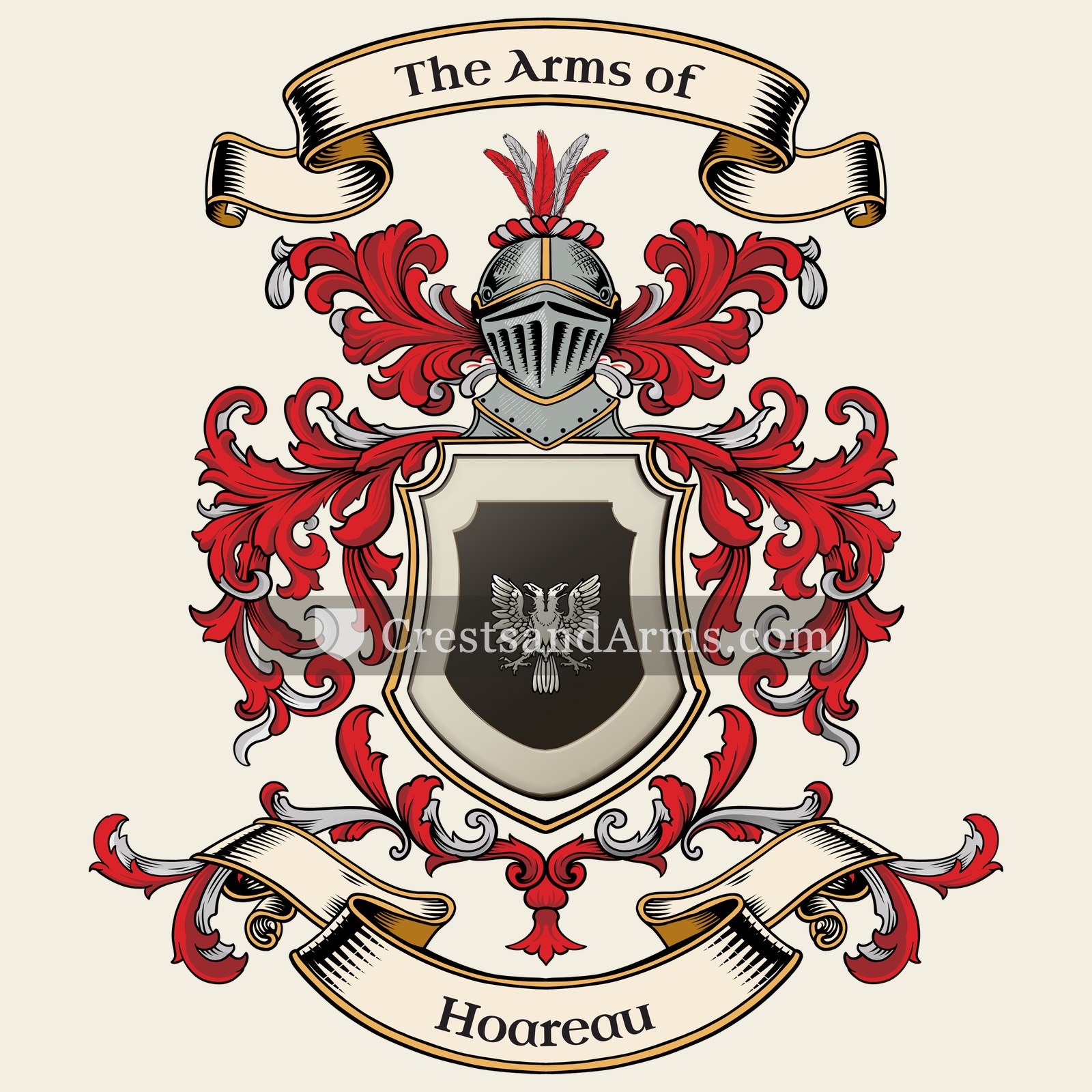 The Hoareau coat of arms, drawn from the recorded blazon