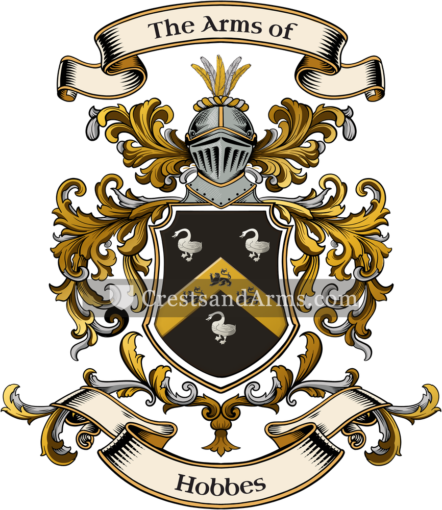 The Hobbes coat of arms, drawn from the recorded blazon