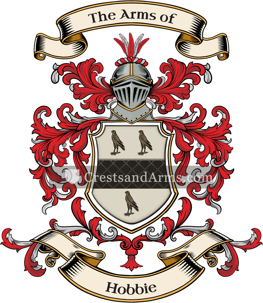 The Hobbie coat of arms, drawn from the recorded blazon