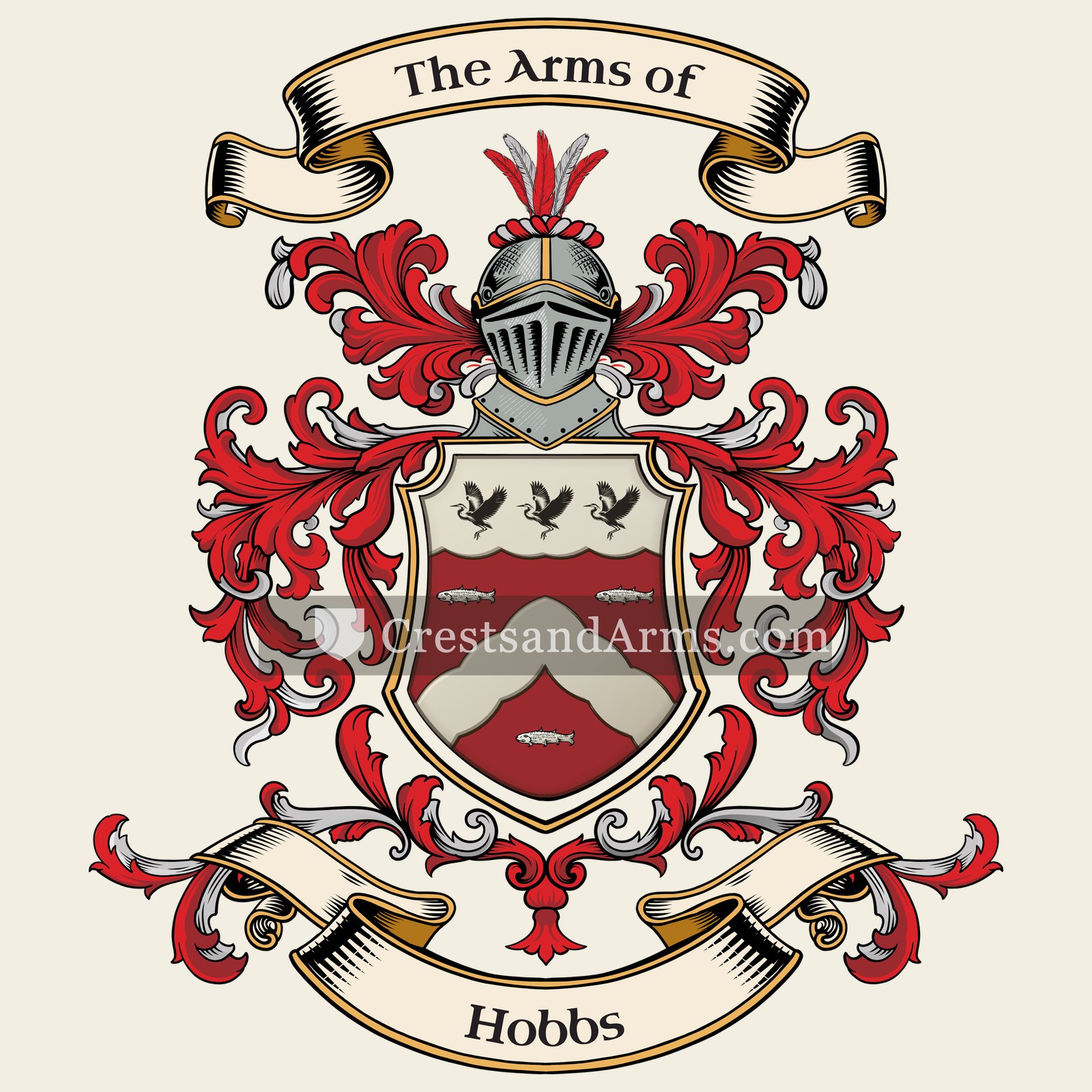 The Hobbs coat of arms, drawn from the recorded blazon