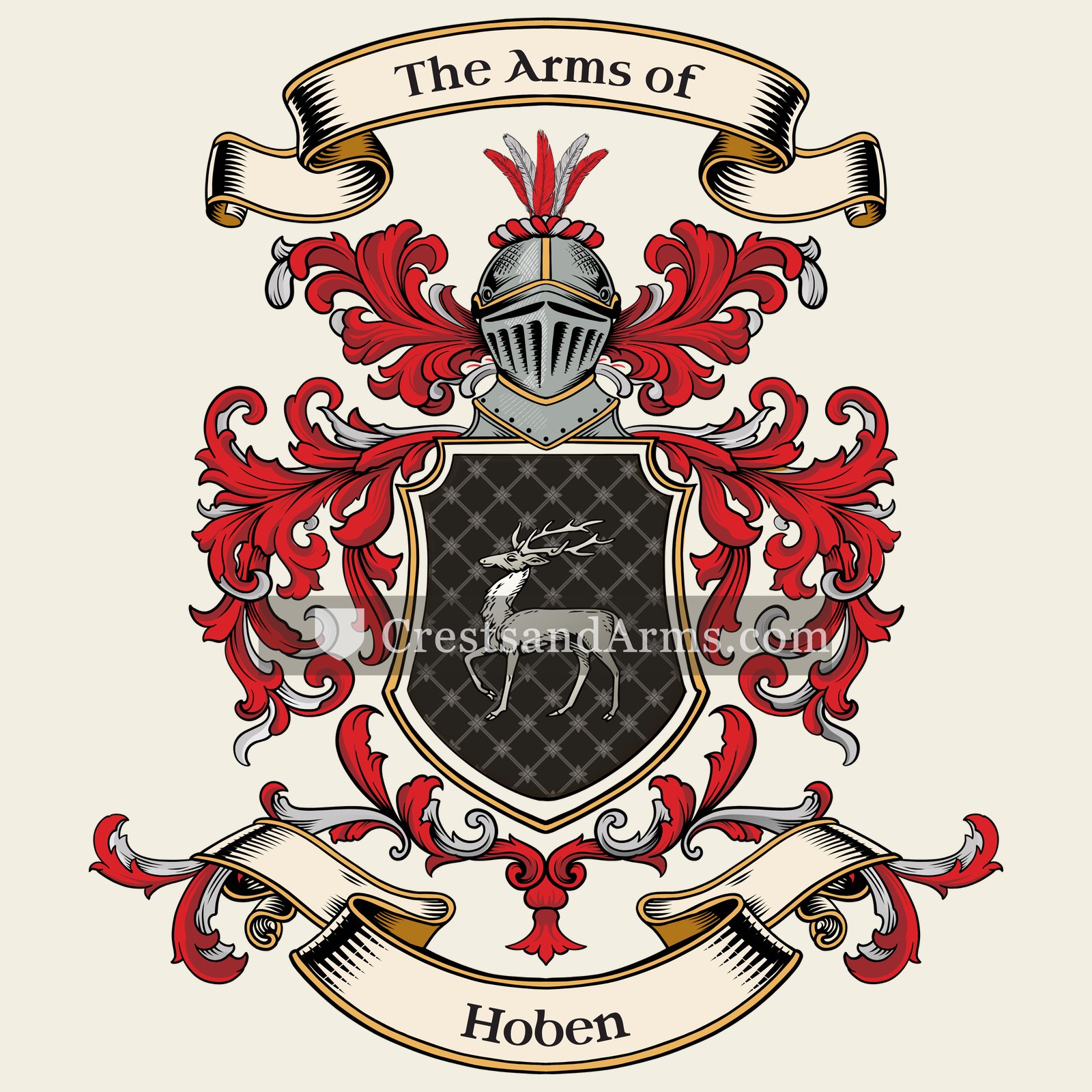 The Hoben coat of arms, drawn from the recorded blazon