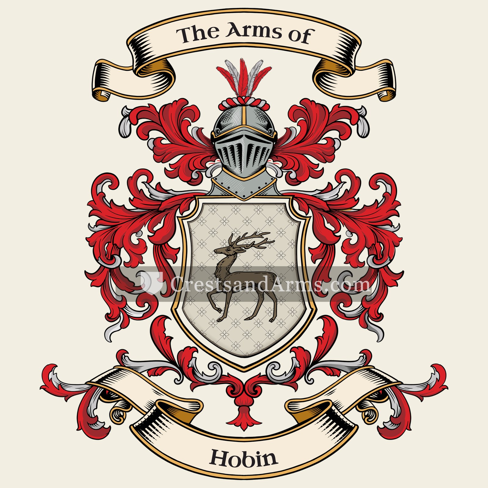 The Hobin coat of arms, drawn from the recorded blazon