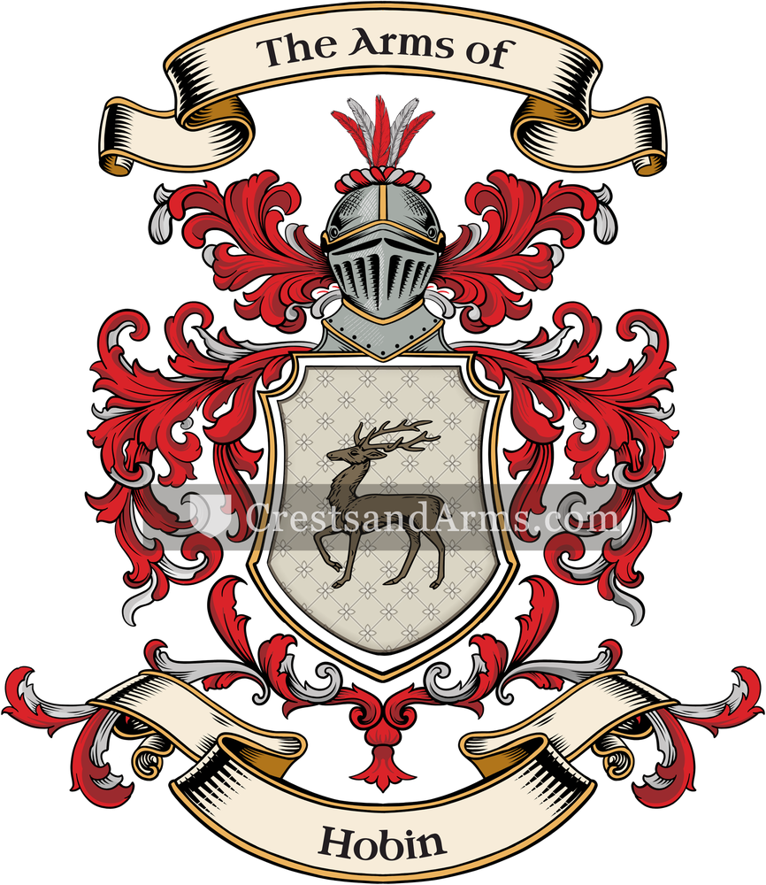 The Hobin coat of arms, drawn from the recorded blazon