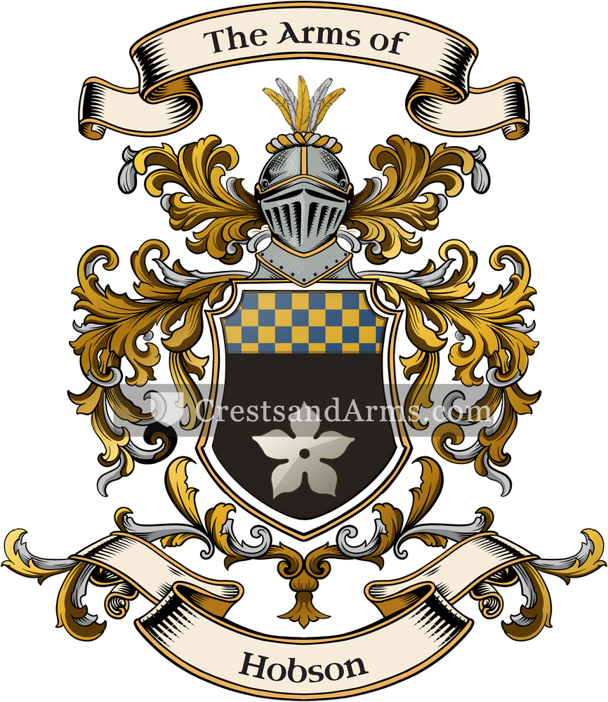 The Hobson coat of arms, drawn from the recorded blazon