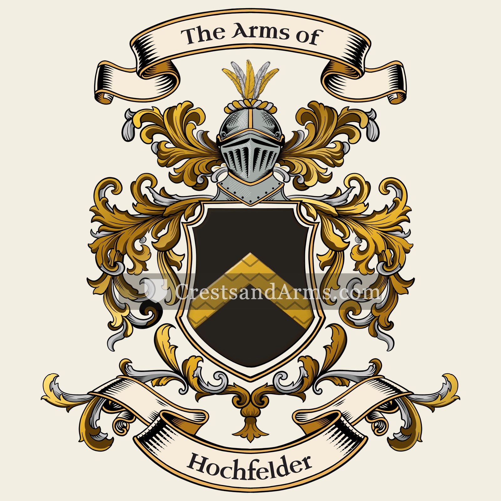 The Hochfelder coat of arms, drawn from the recorded blazon