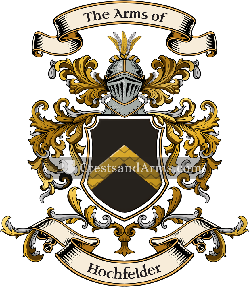 The Hochfelder coat of arms, drawn from the recorded blazon