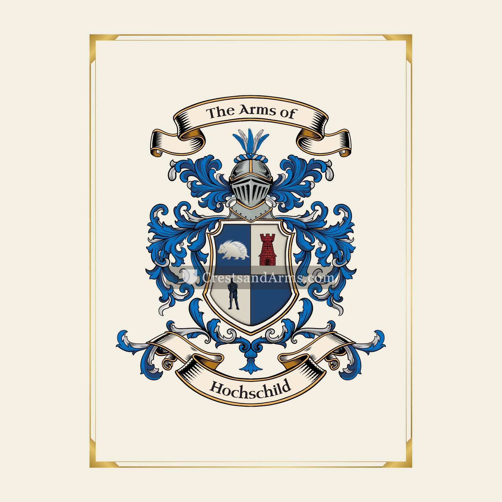 With gold border