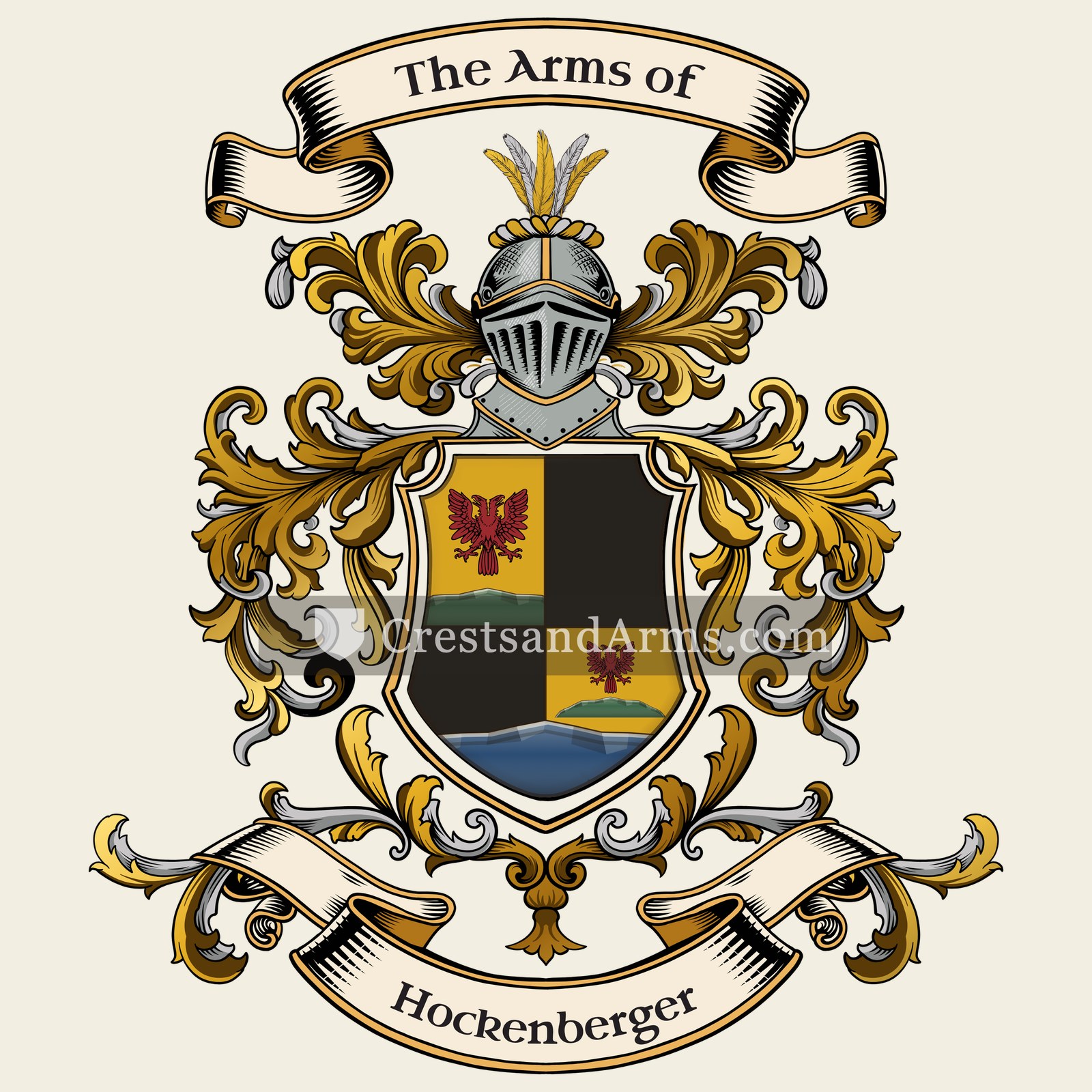 The Hockenberger coat of arms, drawn from the recorded blazon