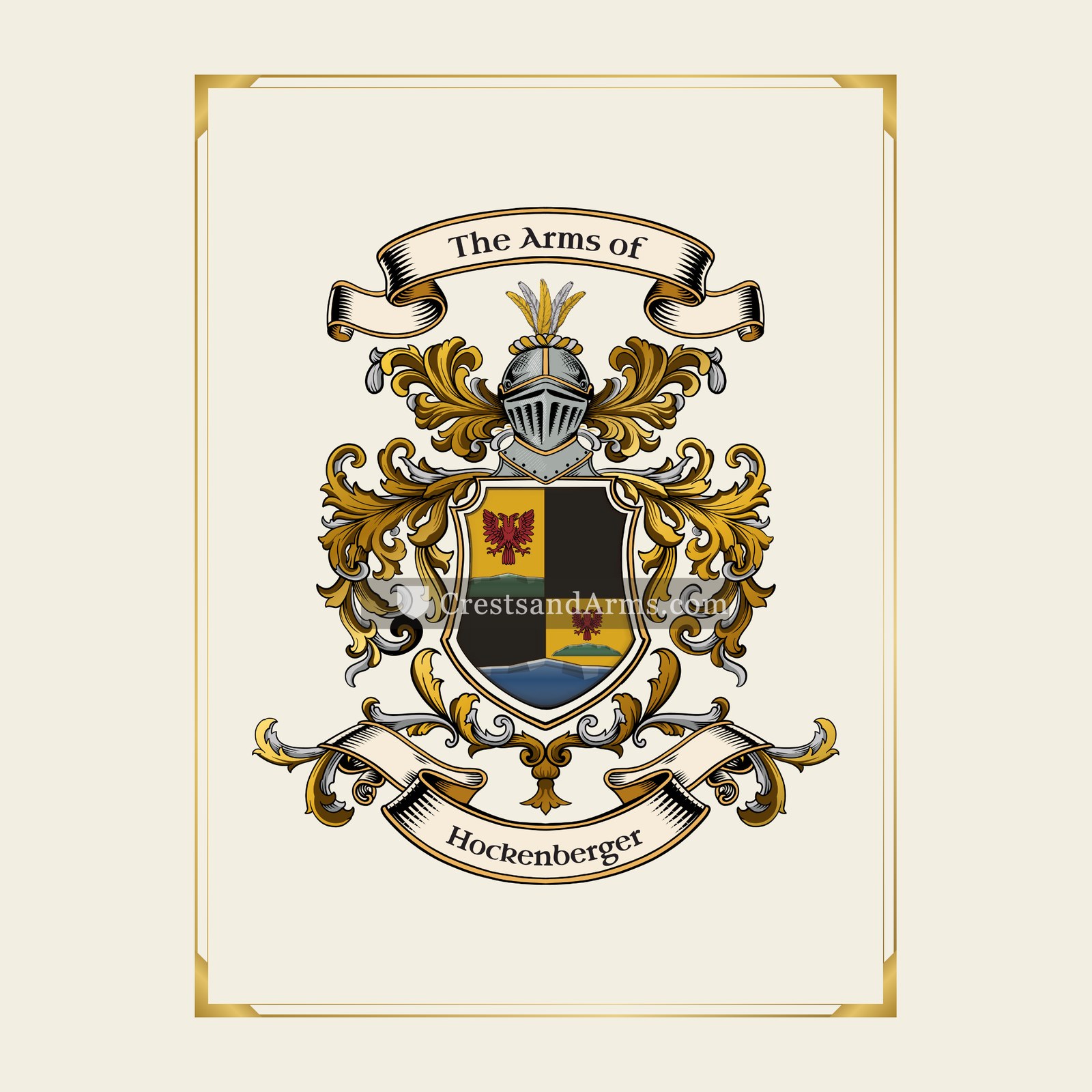 With gold border