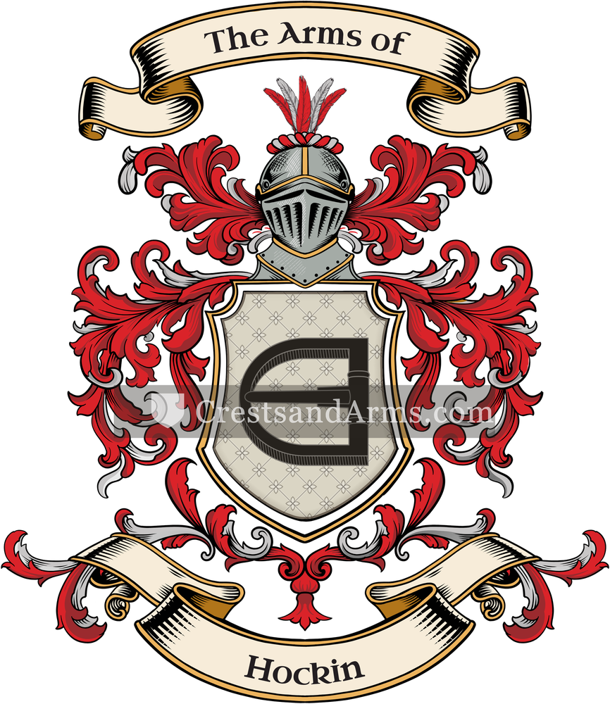 The Hockin coat of arms, drawn from the recorded blazon