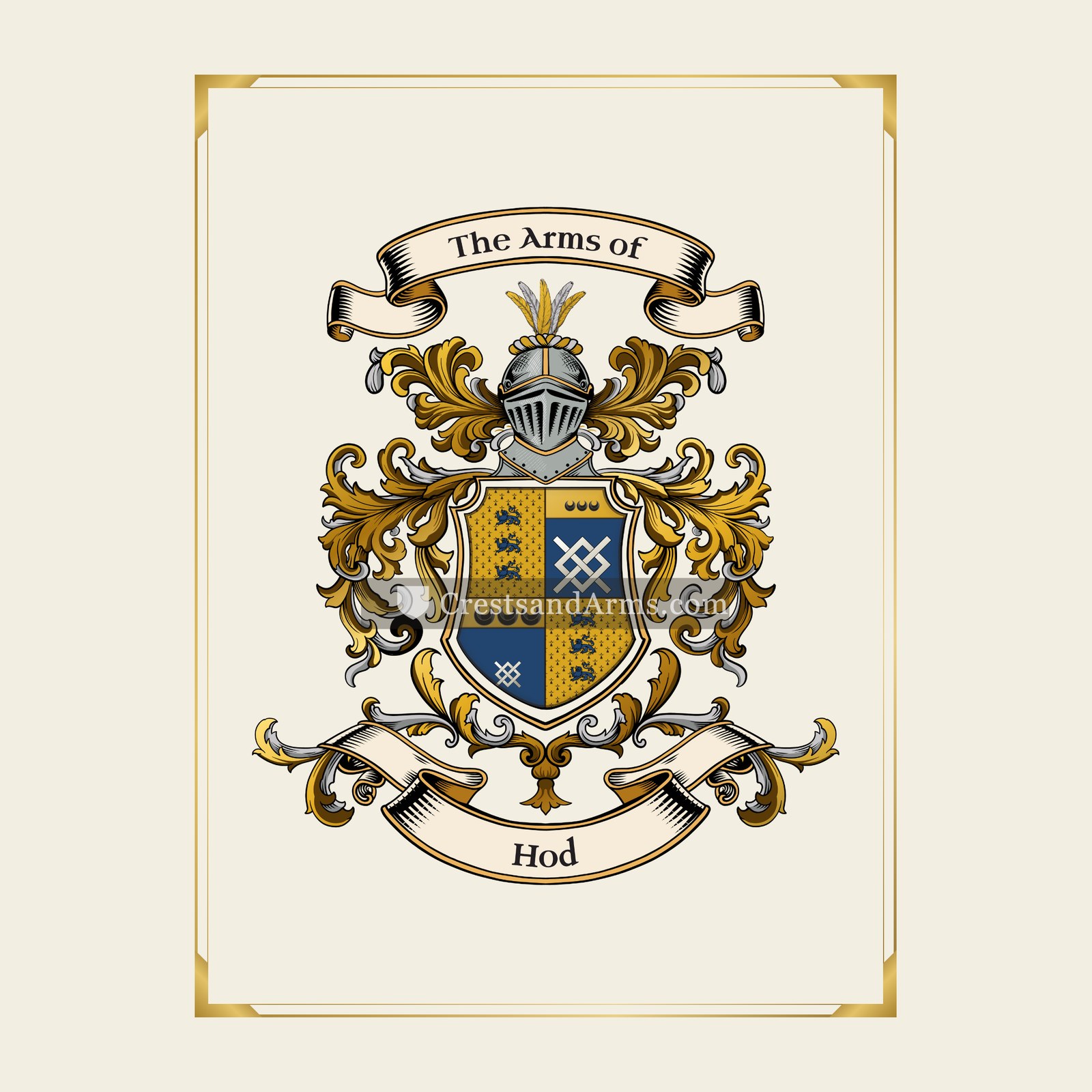 With gold border