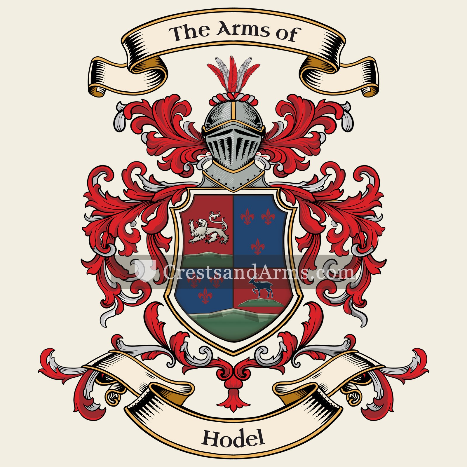 The Hodel coat of arms, drawn from the recorded blazon