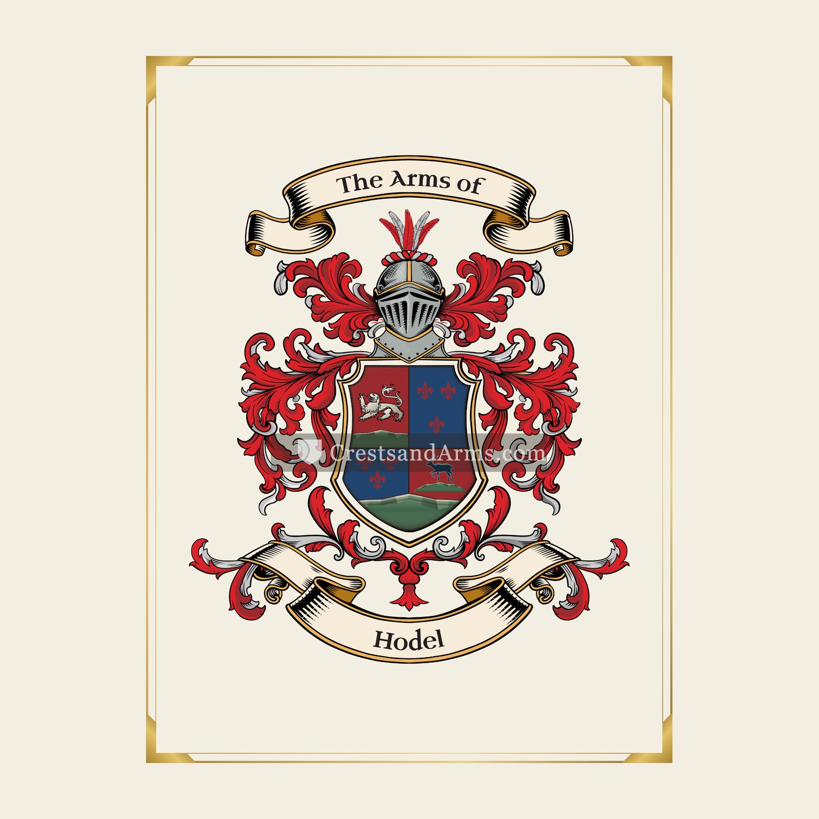With gold border