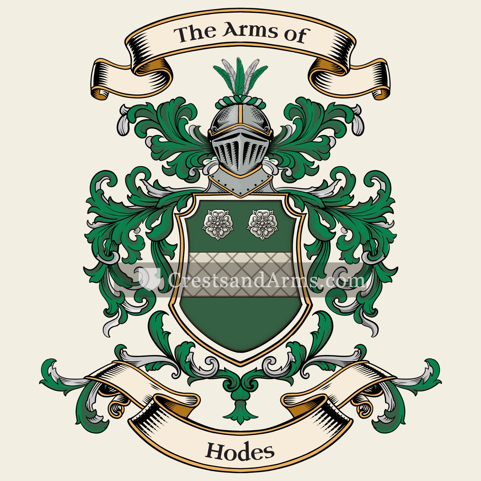 The Hodes coat of arms, drawn from the recorded blazon