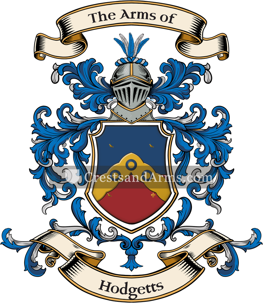 The Hodgetts coat of arms, drawn from the recorded blazon