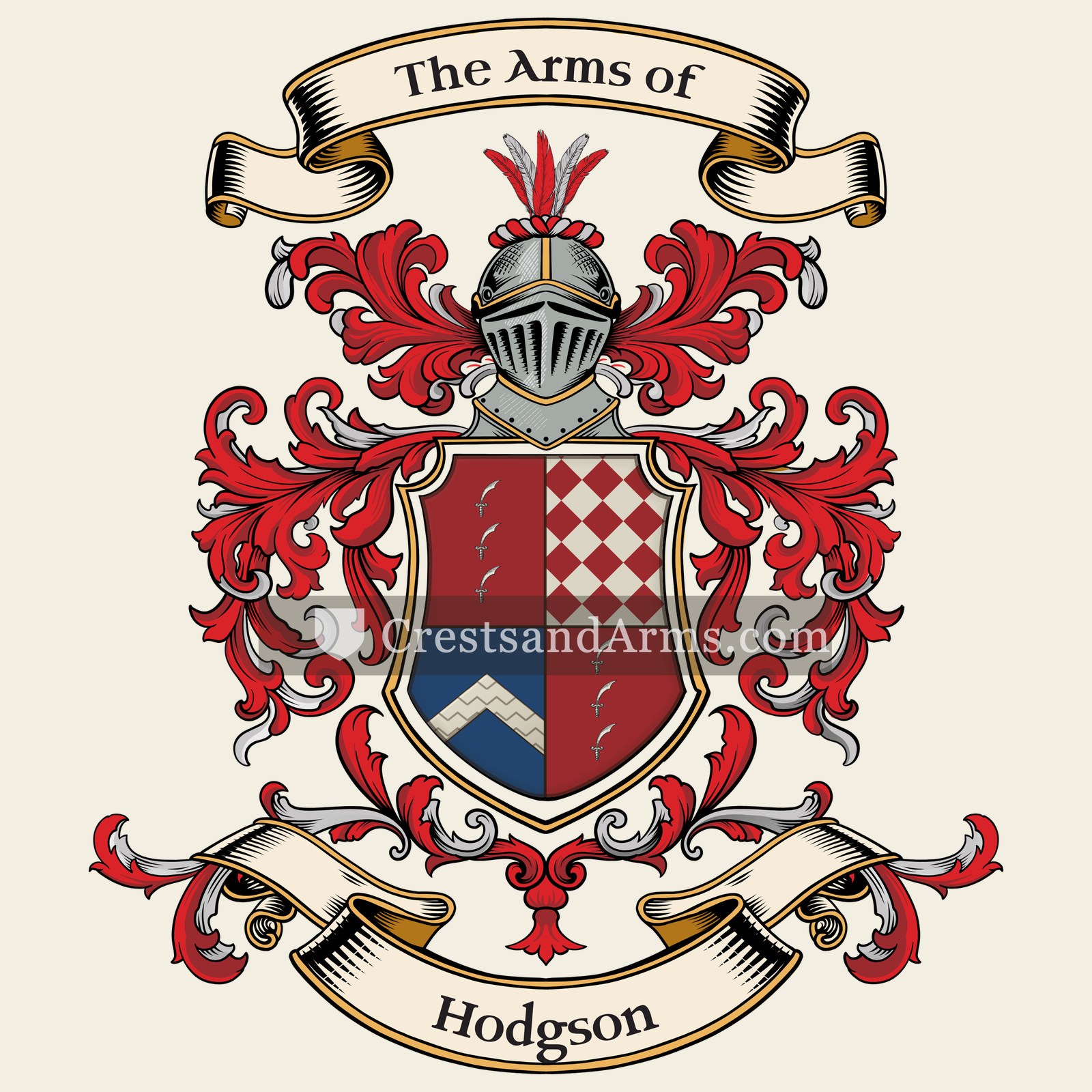 The Hodgson coat of arms, drawn from the recorded blazon