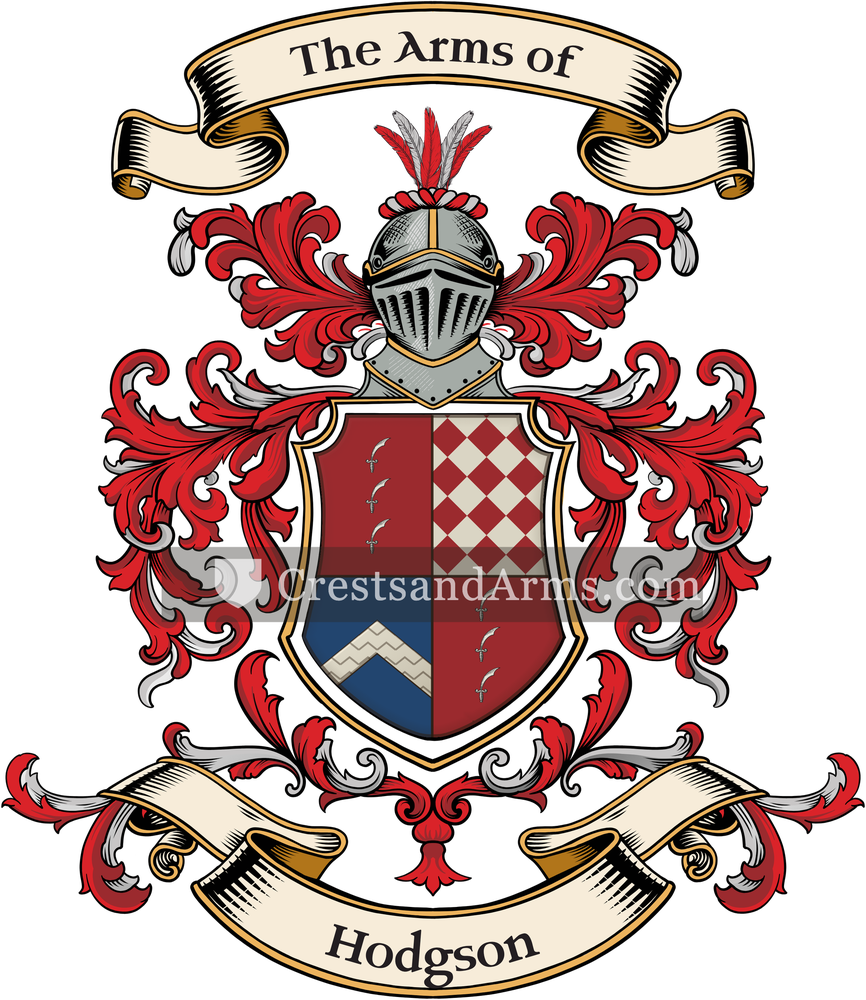 The Hodgson coat of arms, drawn from the recorded blazon