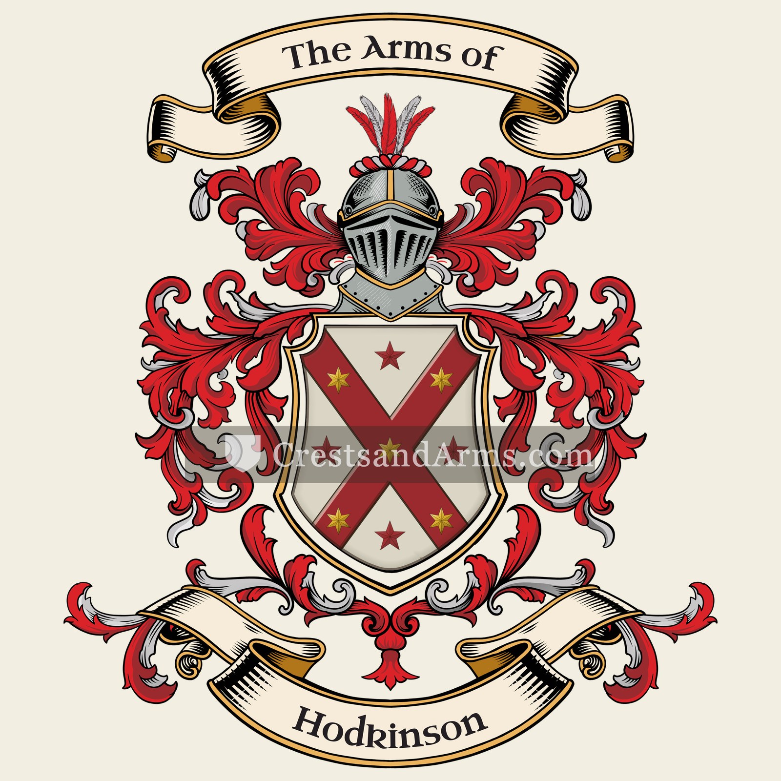 The Hodkinson coat of arms, drawn from the recorded blazon