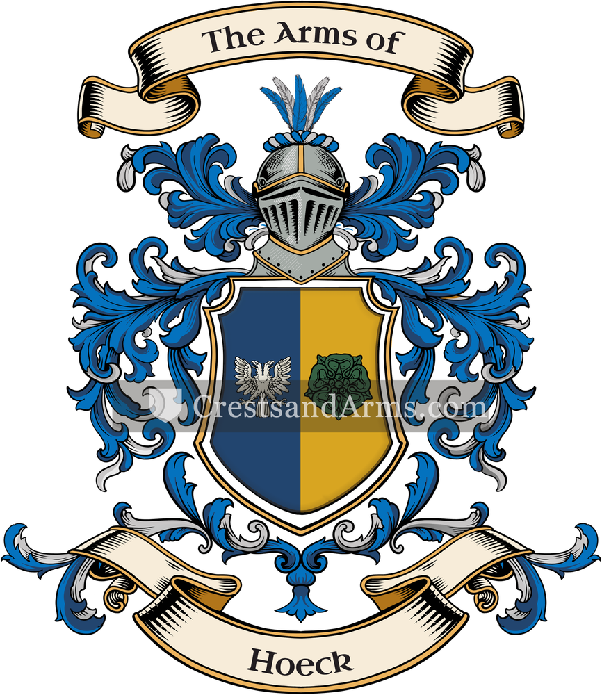 The Hoeck coat of arms, drawn from the recorded blazon