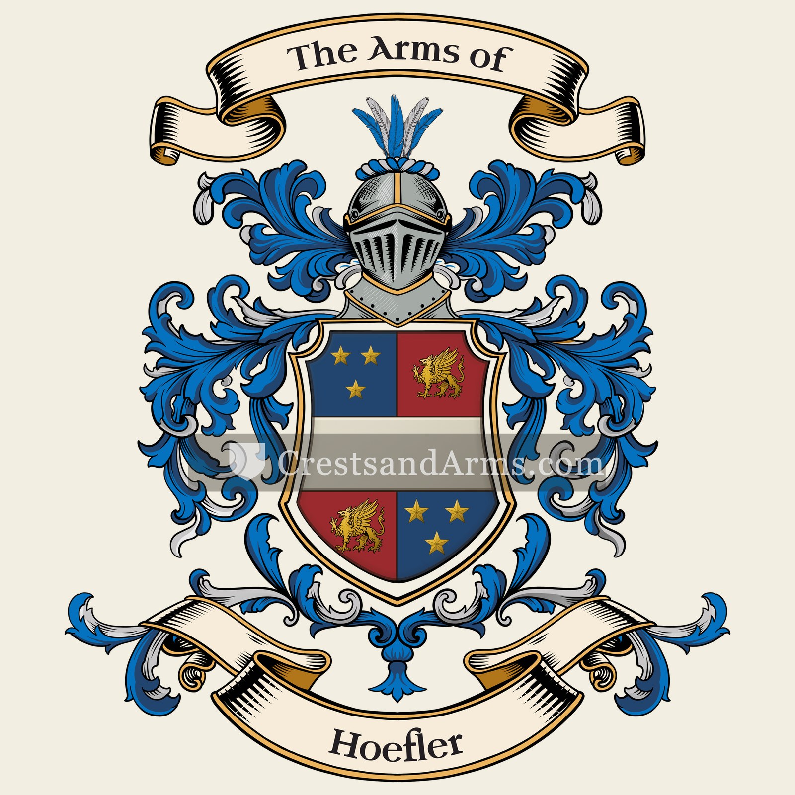The Hoefler coat of arms, drawn from the recorded blazon