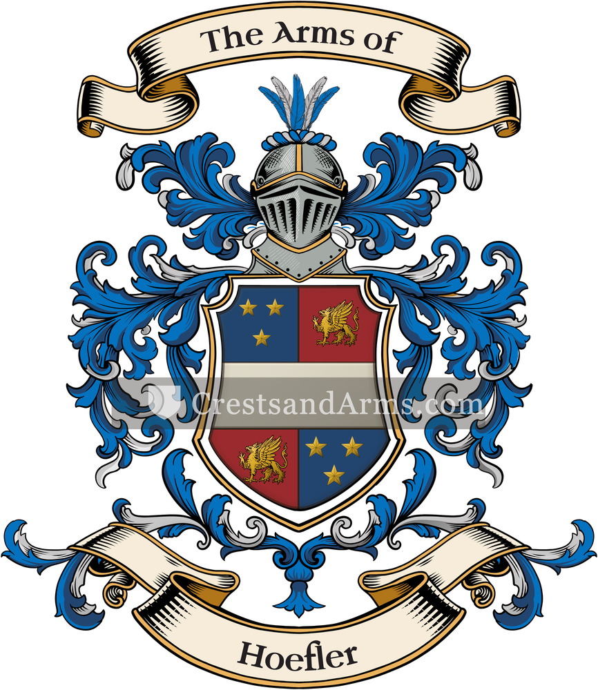 The Hoefler coat of arms, drawn from the recorded blazon