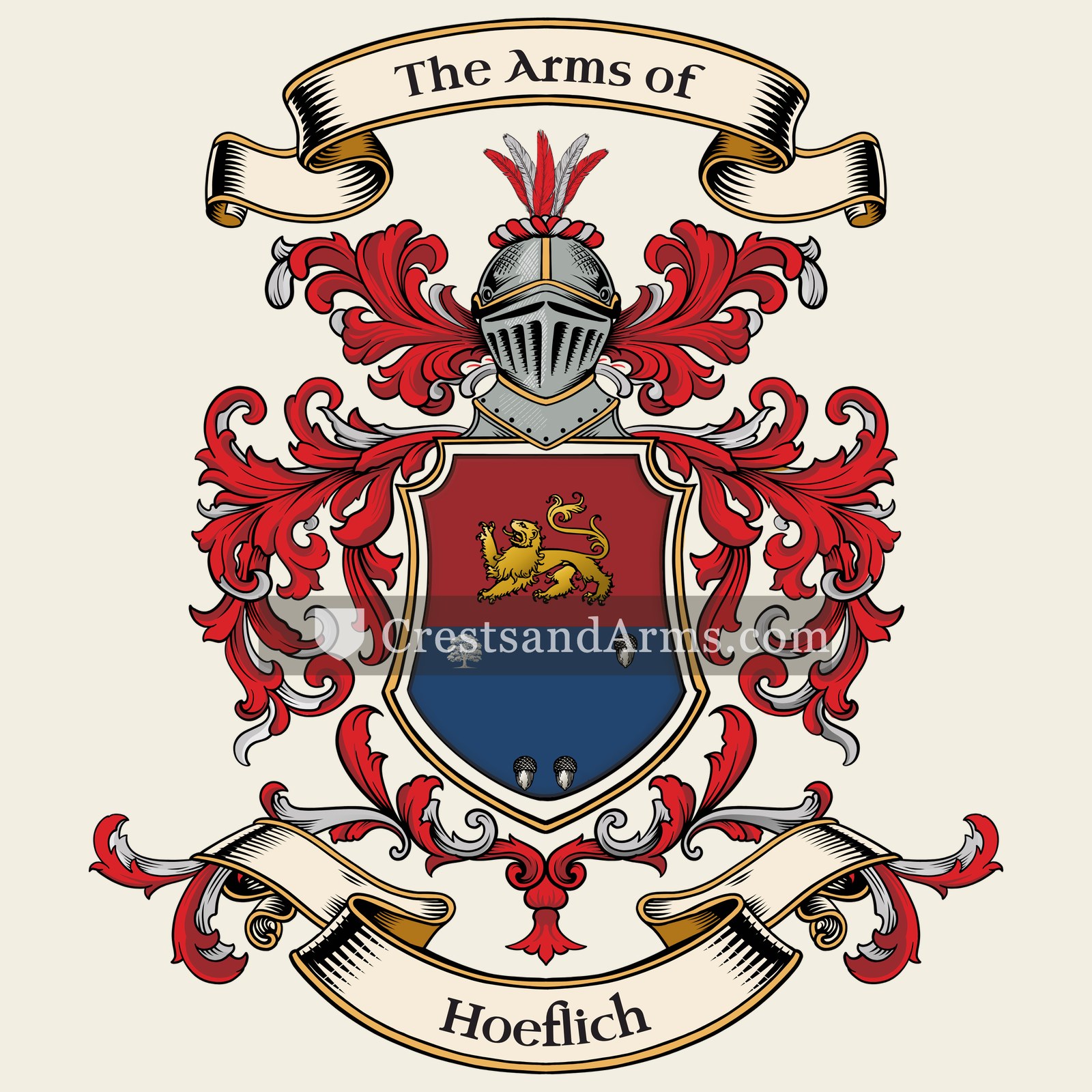 The Hoeflich coat of arms, drawn from the recorded blazon