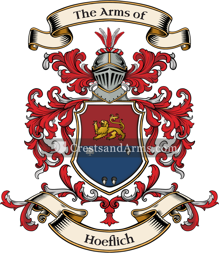 The Hoeflich coat of arms, drawn from the recorded blazon