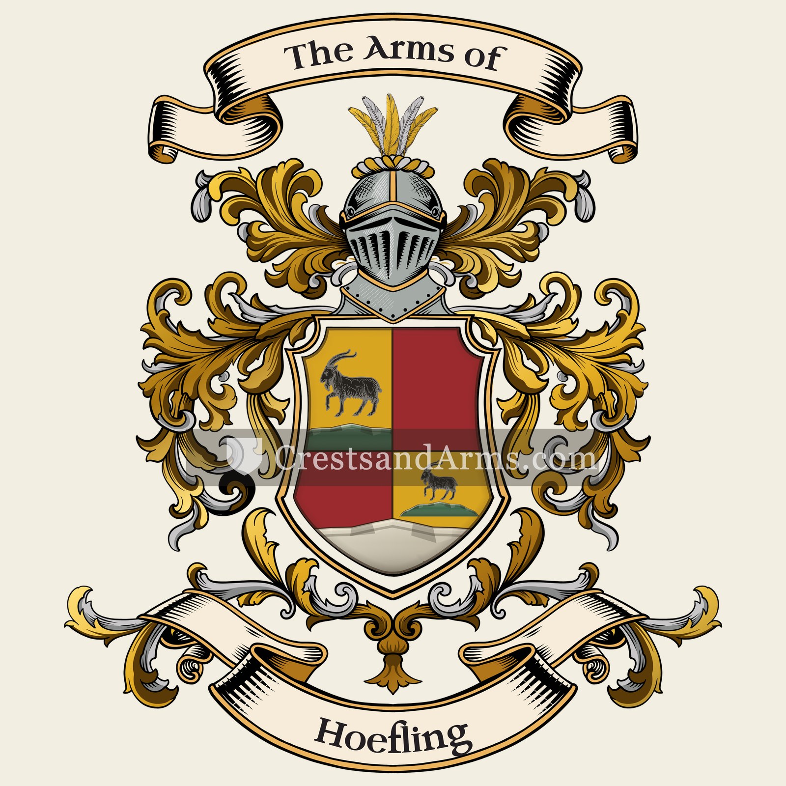The Hoefling coat of arms, drawn from the recorded blazon