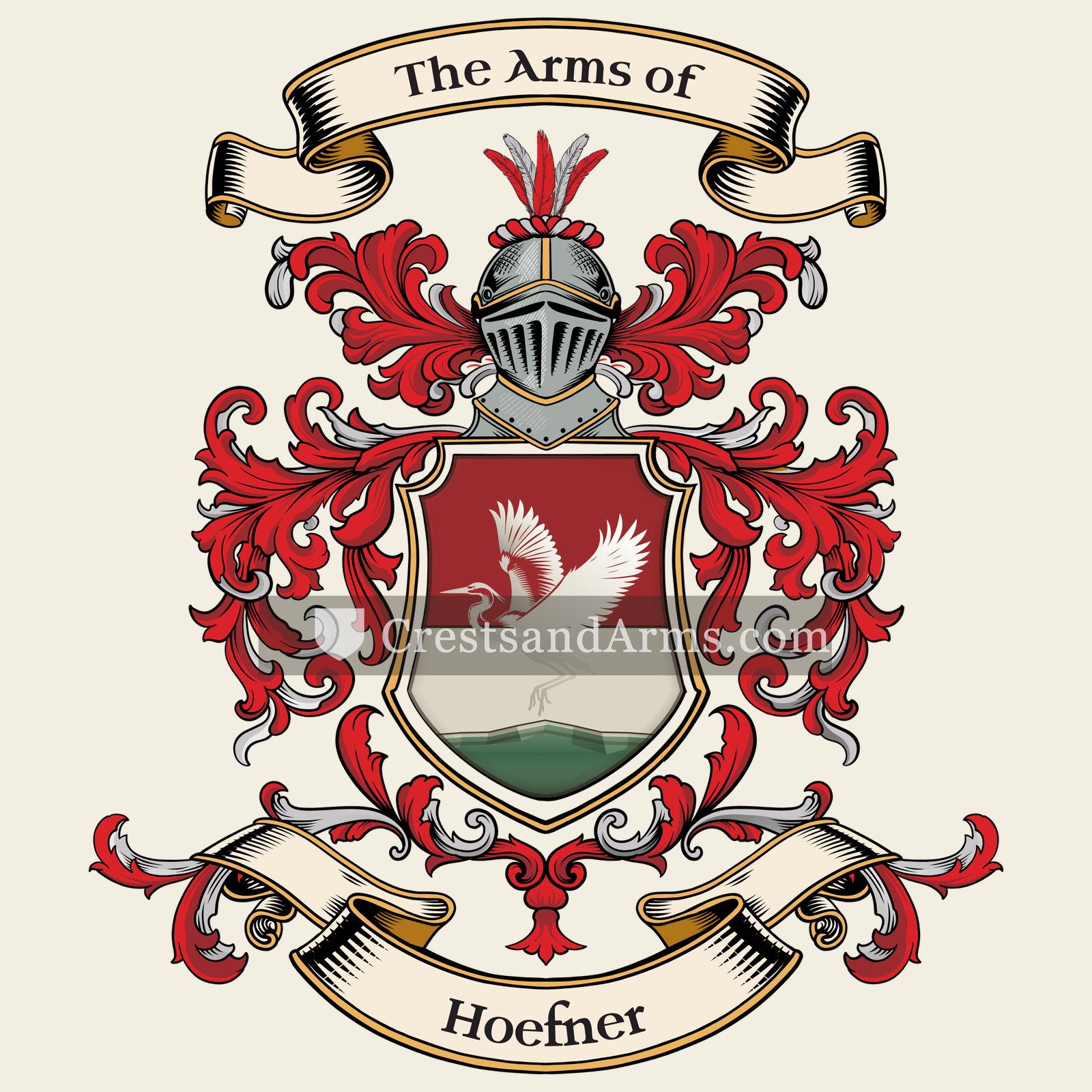 The Hoefner coat of arms, drawn from the recorded blazon