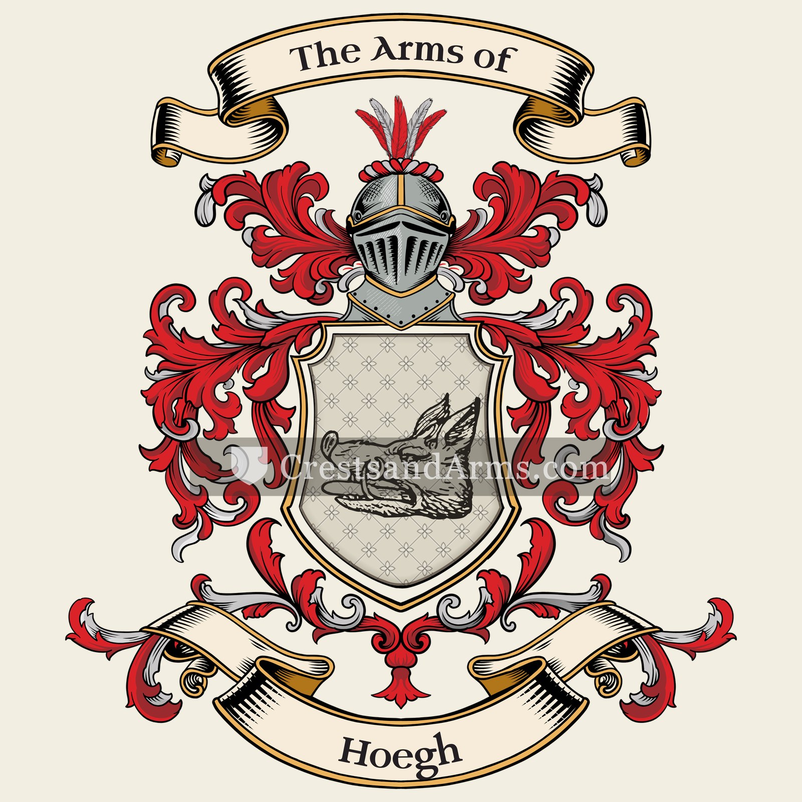 The Hoegh coat of arms, drawn from the recorded blazon