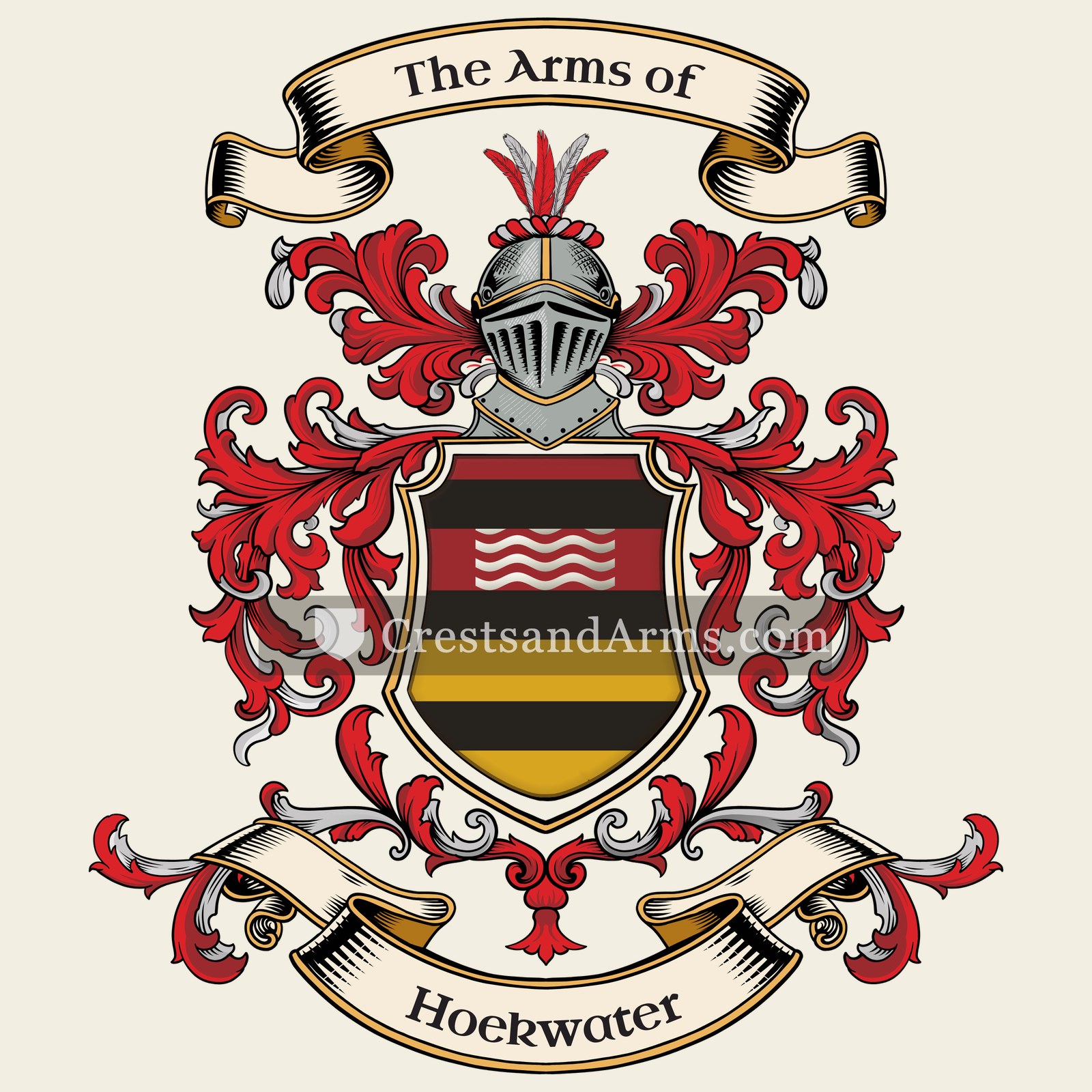The Hoekwater coat of arms, drawn from the recorded blazon
