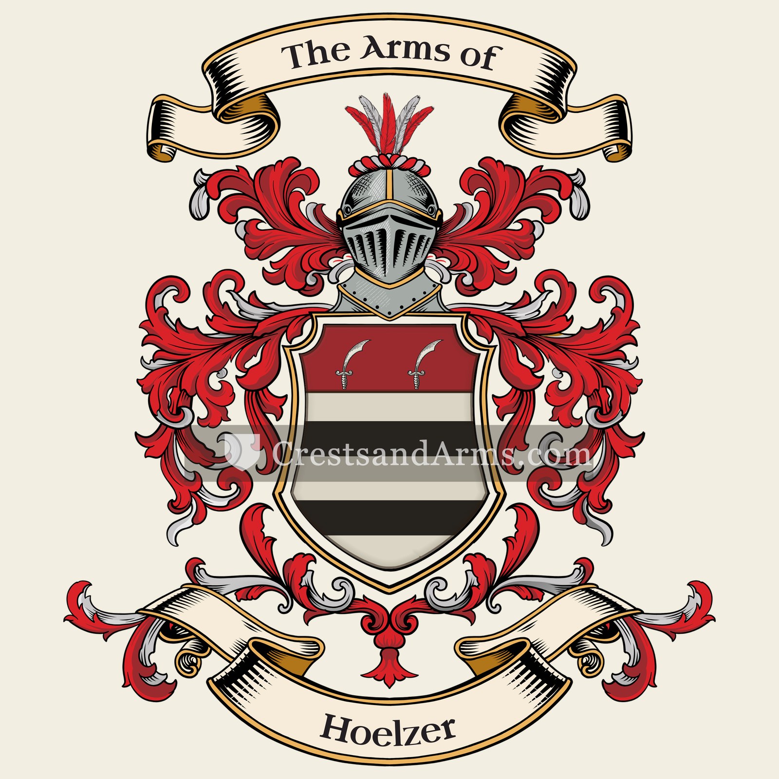 The Hoelzer coat of arms, drawn from the recorded blazon