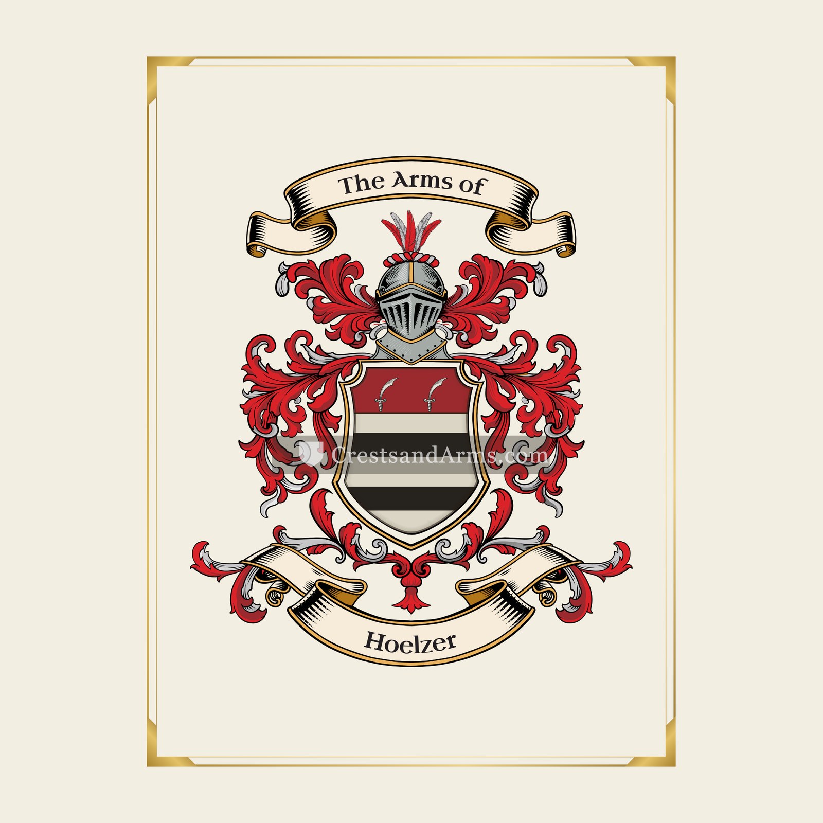 With gold border