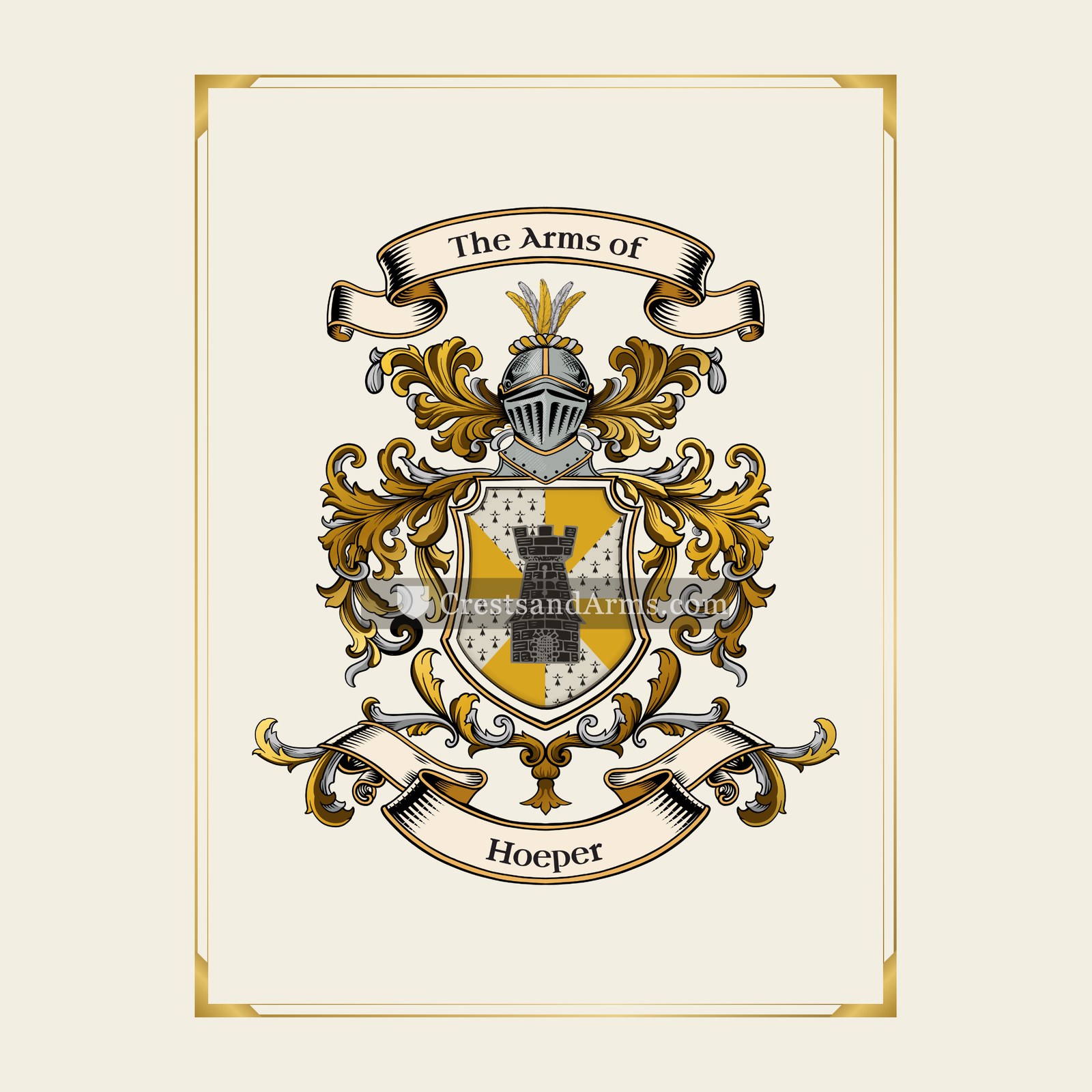 With gold border