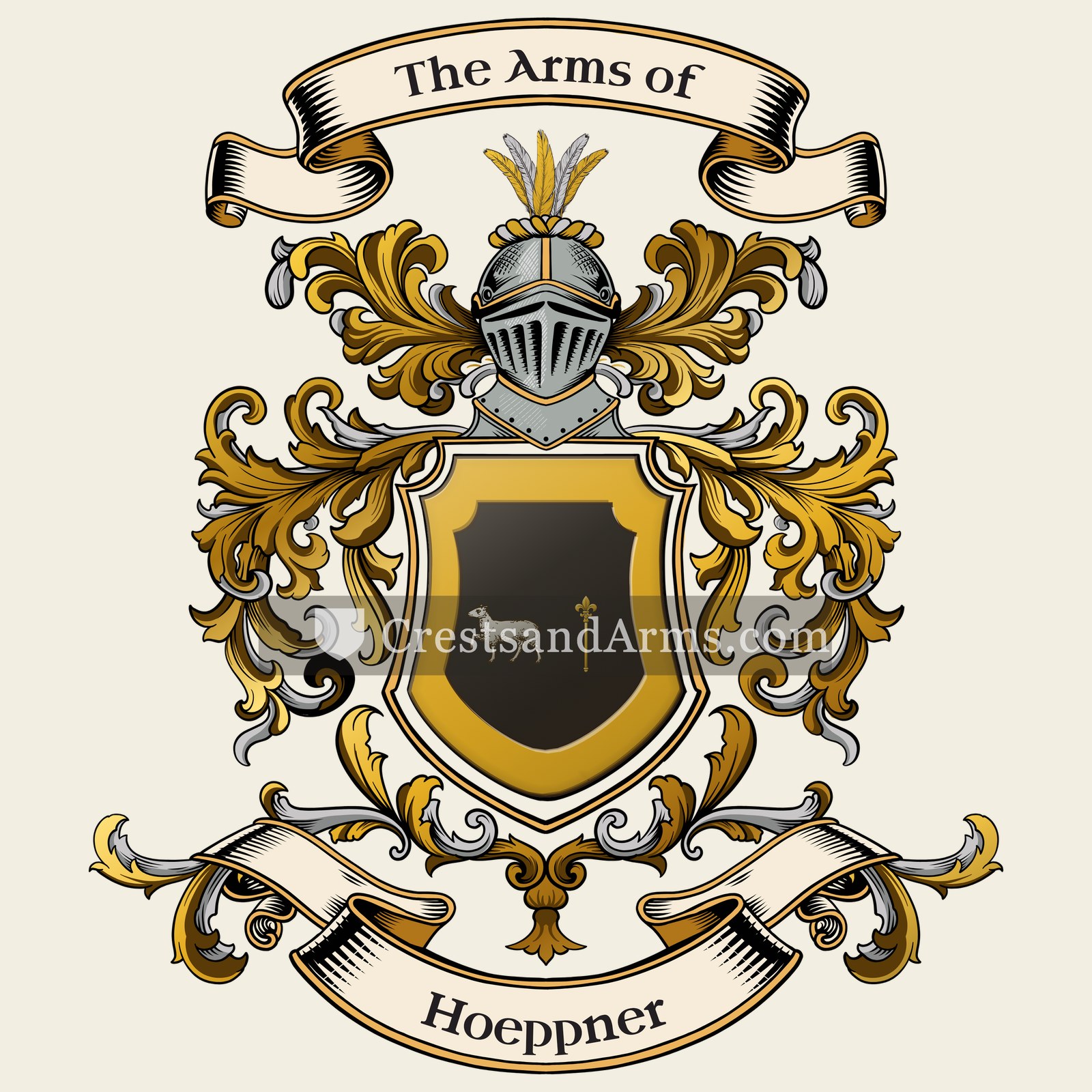 The Hoeppner coat of arms, drawn from the recorded blazon
