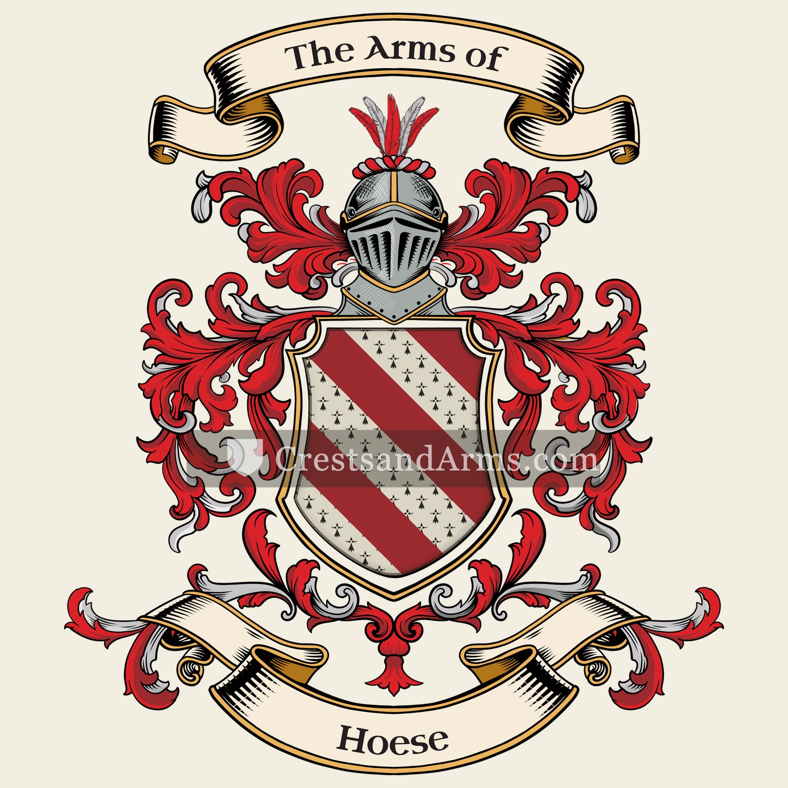 The Hoese coat of arms, drawn from the recorded blazon