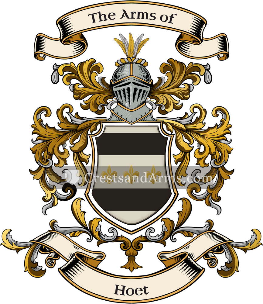 The Hoet coat of arms, drawn from the recorded blazon