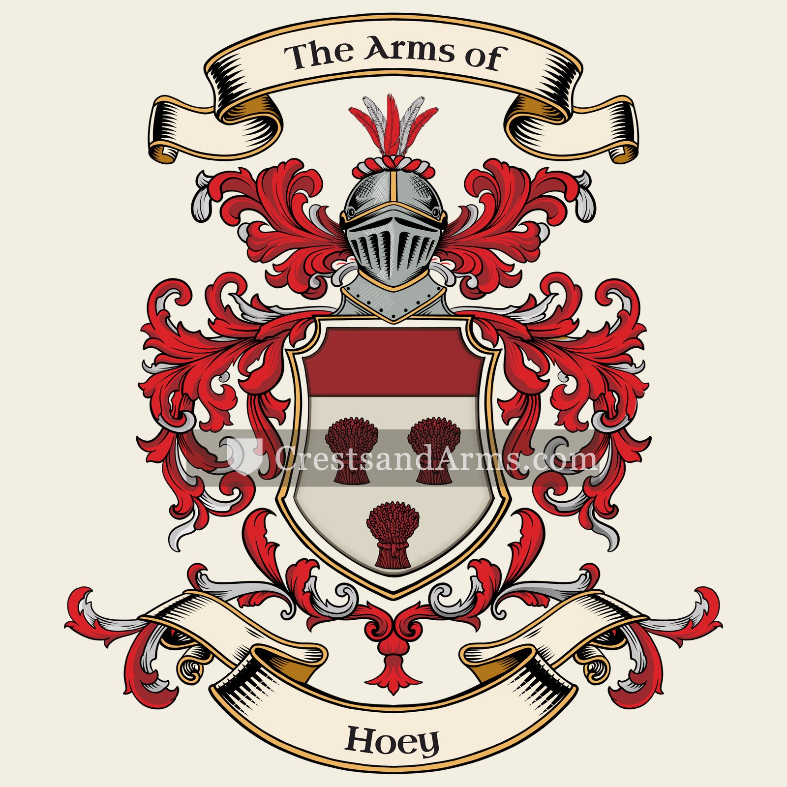 The Hoey coat of arms, drawn from the recorded blazon
